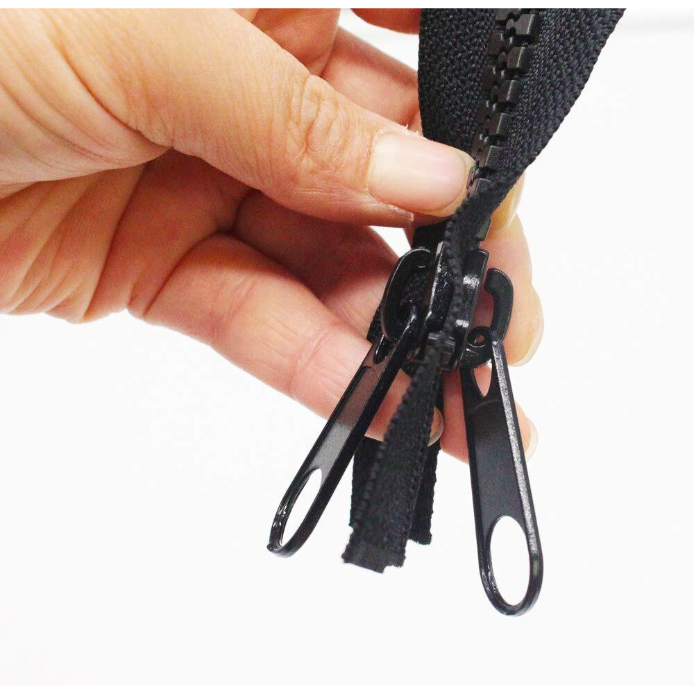 Mebuzip 10 84 Inch Heavy Duty Separating Plastic Zippers With Double Pull Tab Zipper Sliders Black Vislon Zippers For Sleeping Bag  Boat  Canvas  Cover  Trampoline  Dog Bed  Tent (Black)