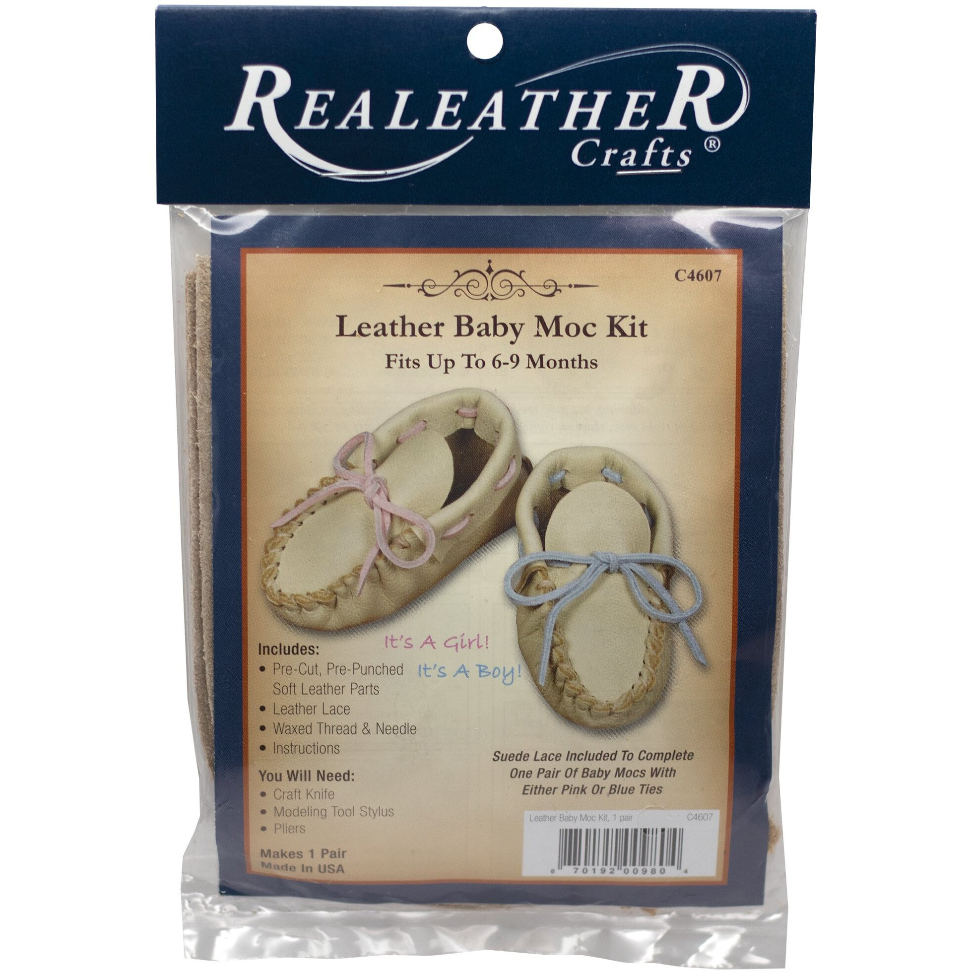 Silver Creek Leather C4607 Kit Leather Baby Moccasin  6-9 Months  Buckskin