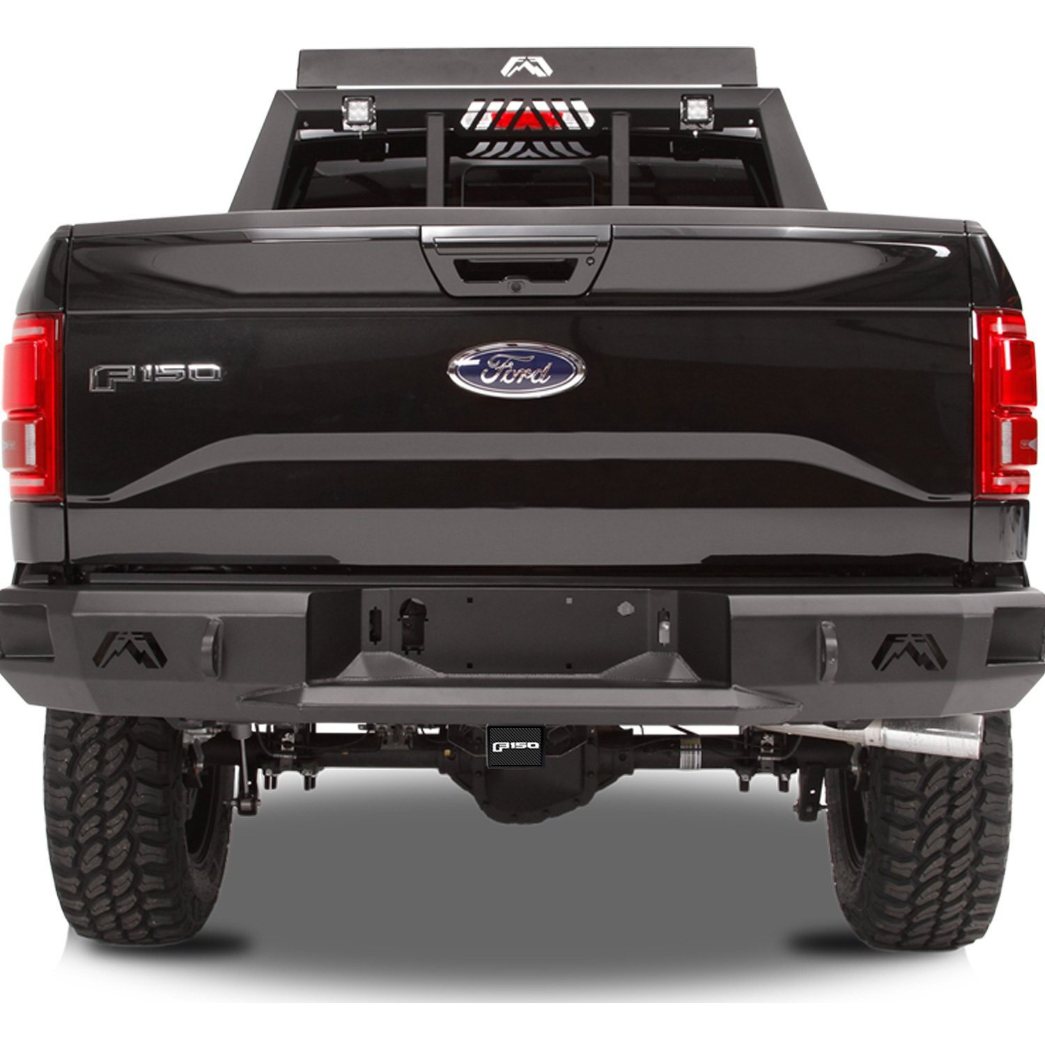 Ipick Image  Compatible With - Ford F-150 2015-2021 Uv Graphic Carbon Fiber Look Metal Face-Plate On Abs Plastic 2 Tow Hitch Cover