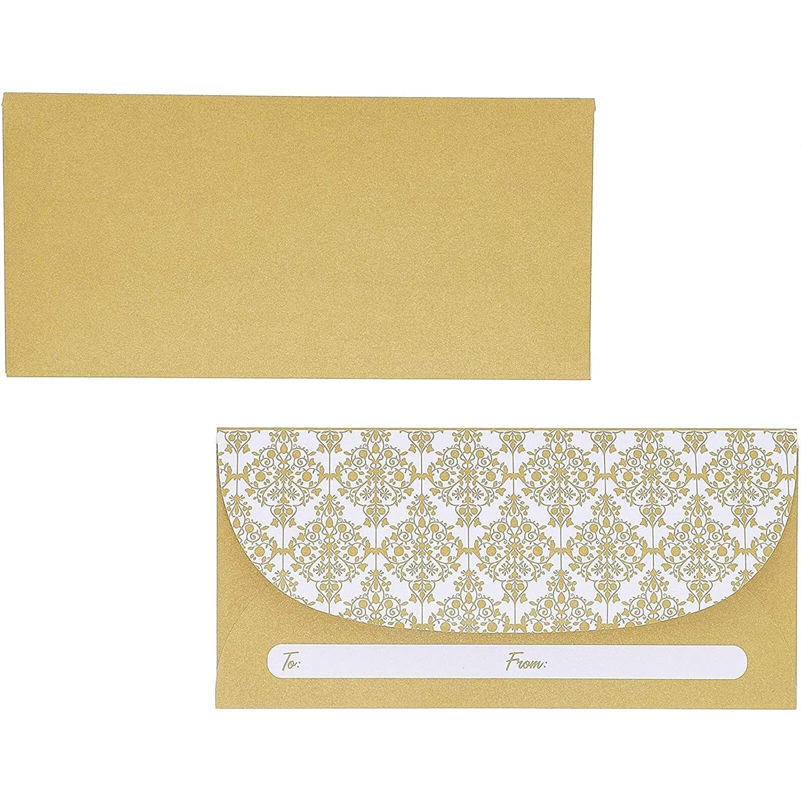 Juvale 100 Pack Gold Money Envelopes For Cash Gifts  Fancy Decorative Design For Birthday  Graduations  Weddings  Bulk Value Pack (7X3 In)