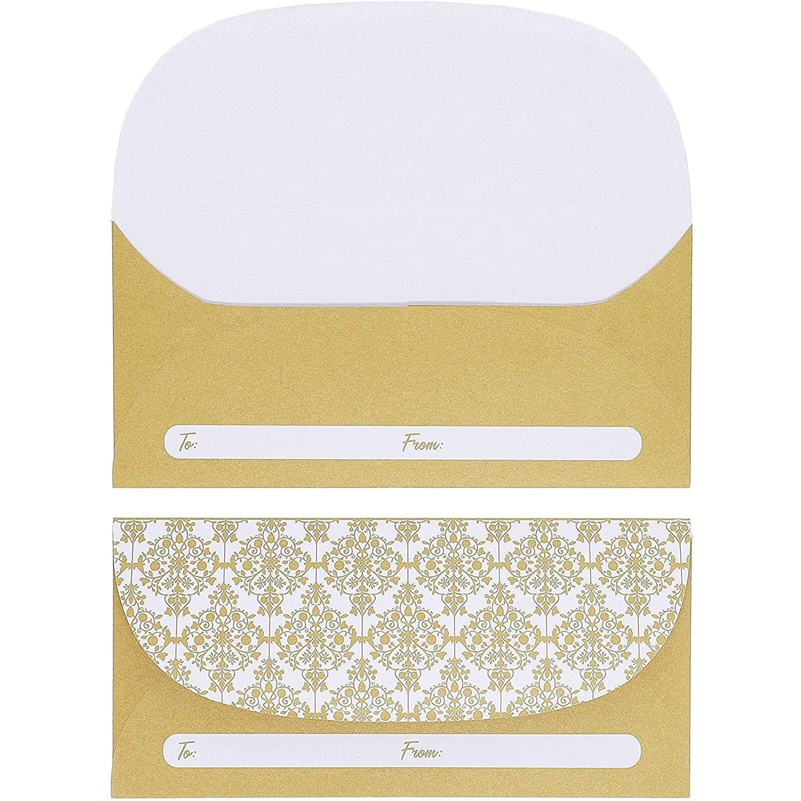 Juvale 100 Pack Gold Money Envelopes For Cash Gifts  Fancy Decorative Design For Birthday  Graduations  Weddings  Bulk Value Pack (7X3 In)