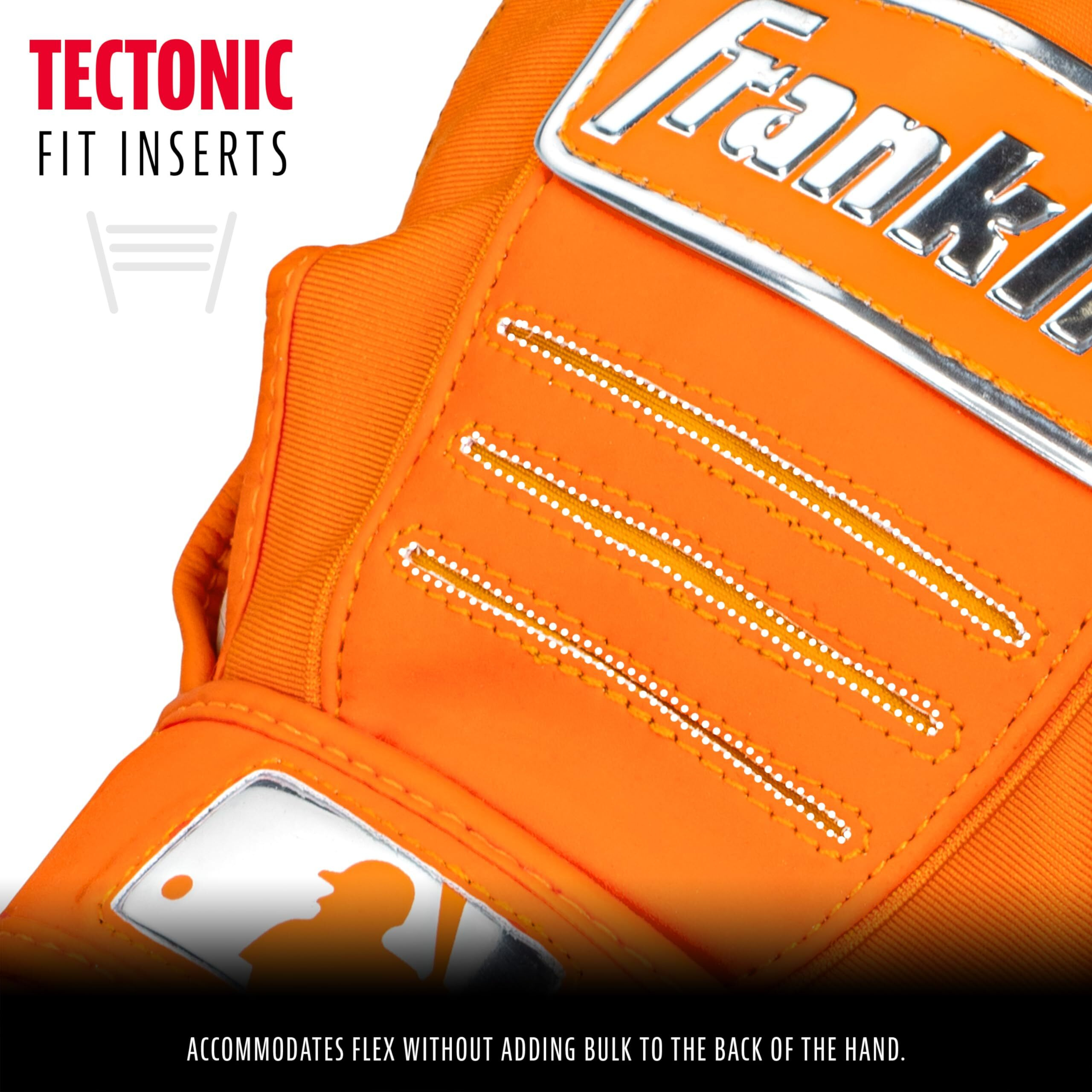 Franklin Sports Mlb Batting Gloves - Cfx Pro Adult + Youth Batting Gloves Pair - Baseball + Softball Batting Gloves - Official Mlb Baseball Batting Gloves - Orange Chrome - Large