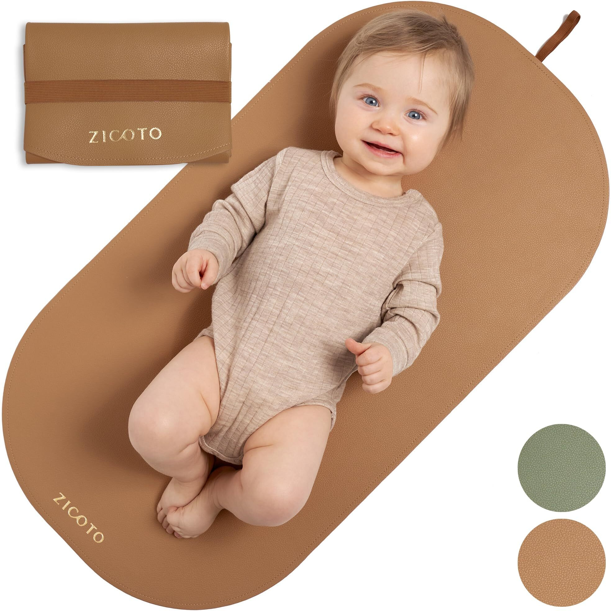 Beautiful Baby Diaper Changing Mat Made Of Vegan Leather - Soft And Easy To Wipe Changing Pad For Travel Or At Home Use - Lightweight And Foldable Mat That Perfectly Fits Into Any Diaper Bag
