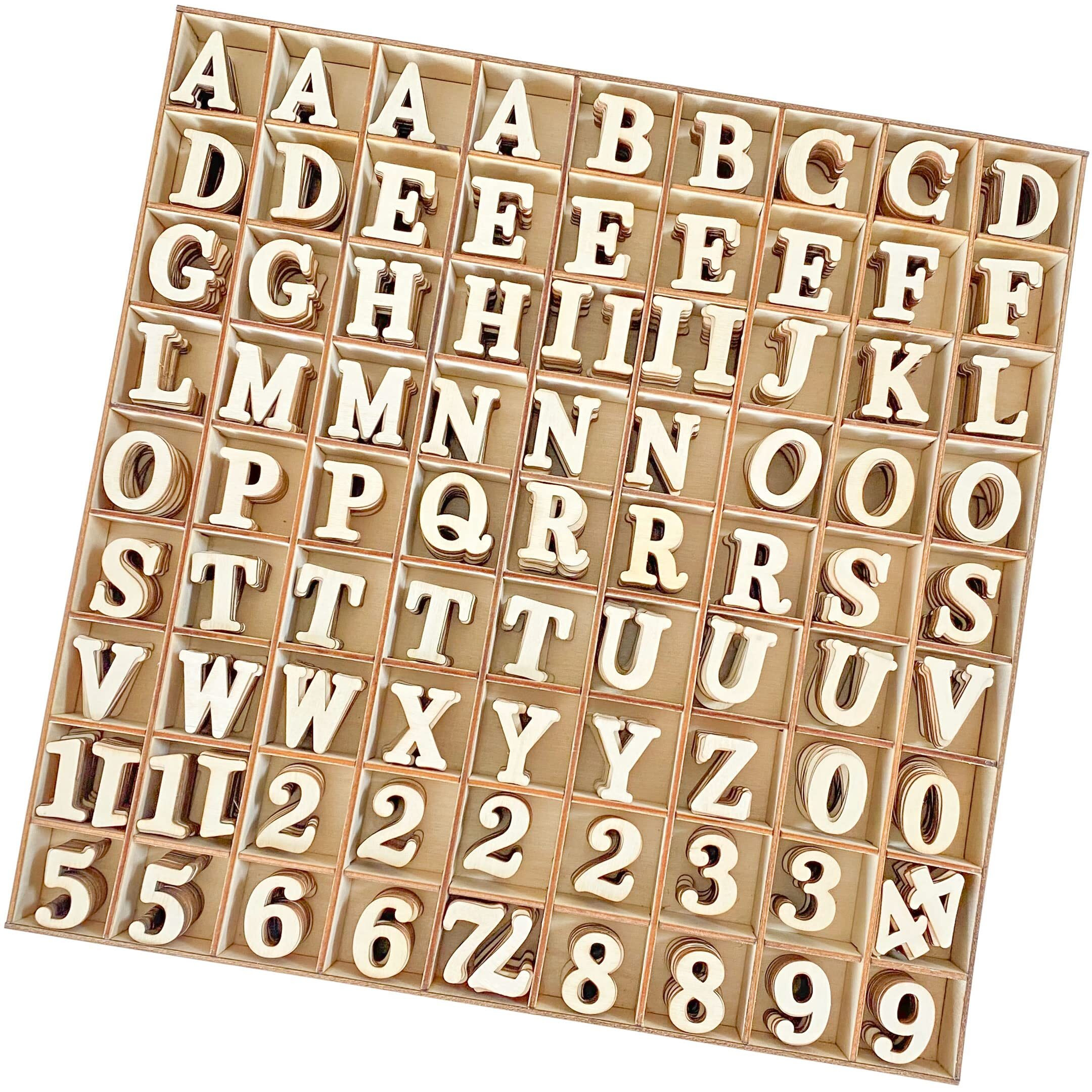 1 Inch 1048 Pieces Wood Letters For Crafts Unfinished Wooden Alphabet Letters With Sorting Tray For Scrapbooking