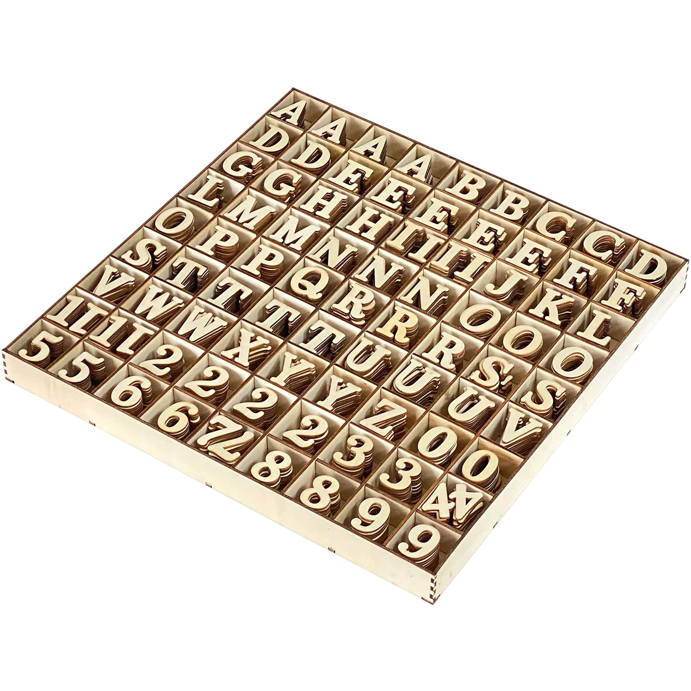 1 Inch 1048 Pieces Wood Letters For Crafts Unfinished Wooden Alphabet Letters With Sorting Tray For Scrapbooking