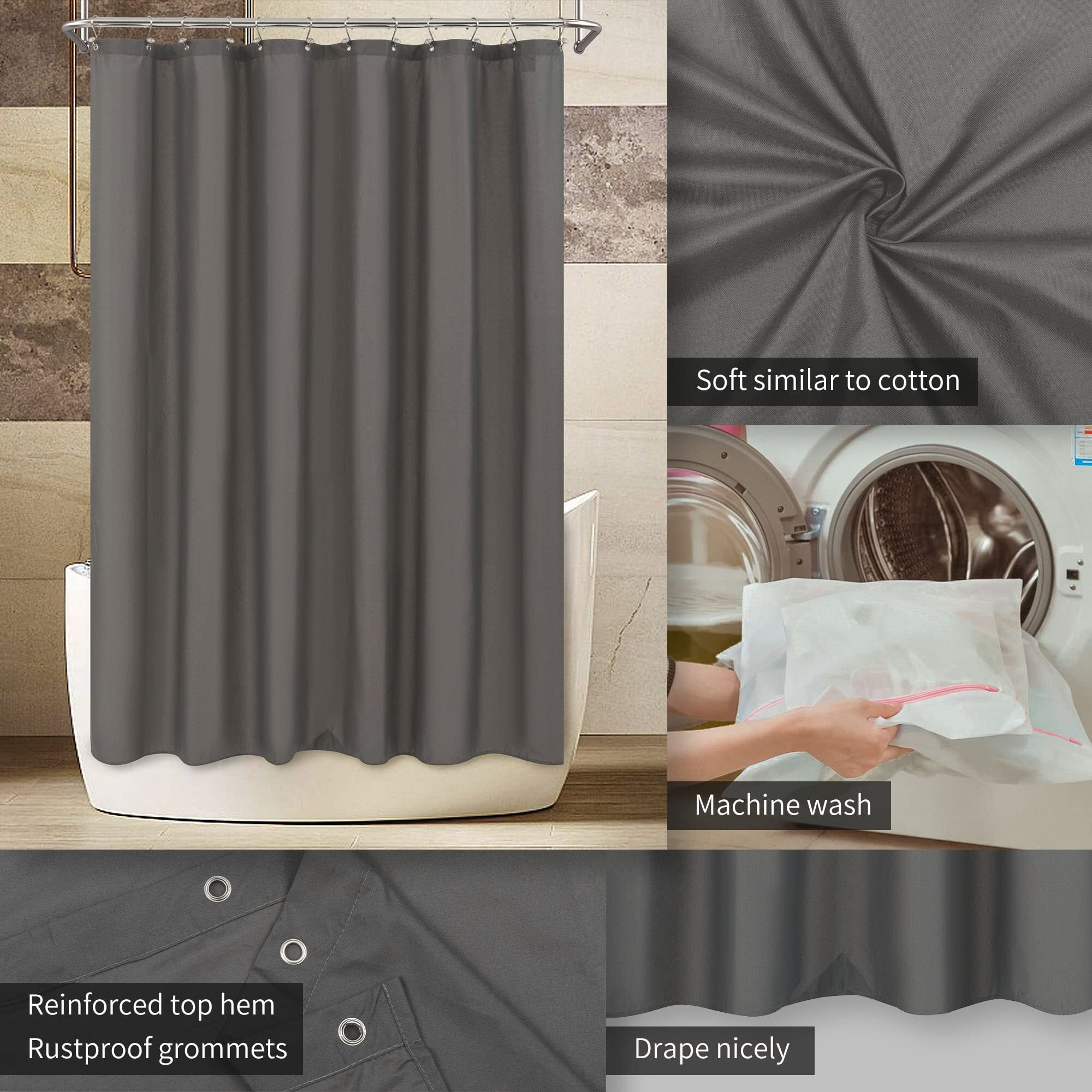 Alyvia Spring Stall Fabric Shower Curtain Liner Waterproof - Soft & Lightweight Small Shower Curtain With Magnets For Narrow Stall Size  Machine Washable - 36X72  Dark Gray