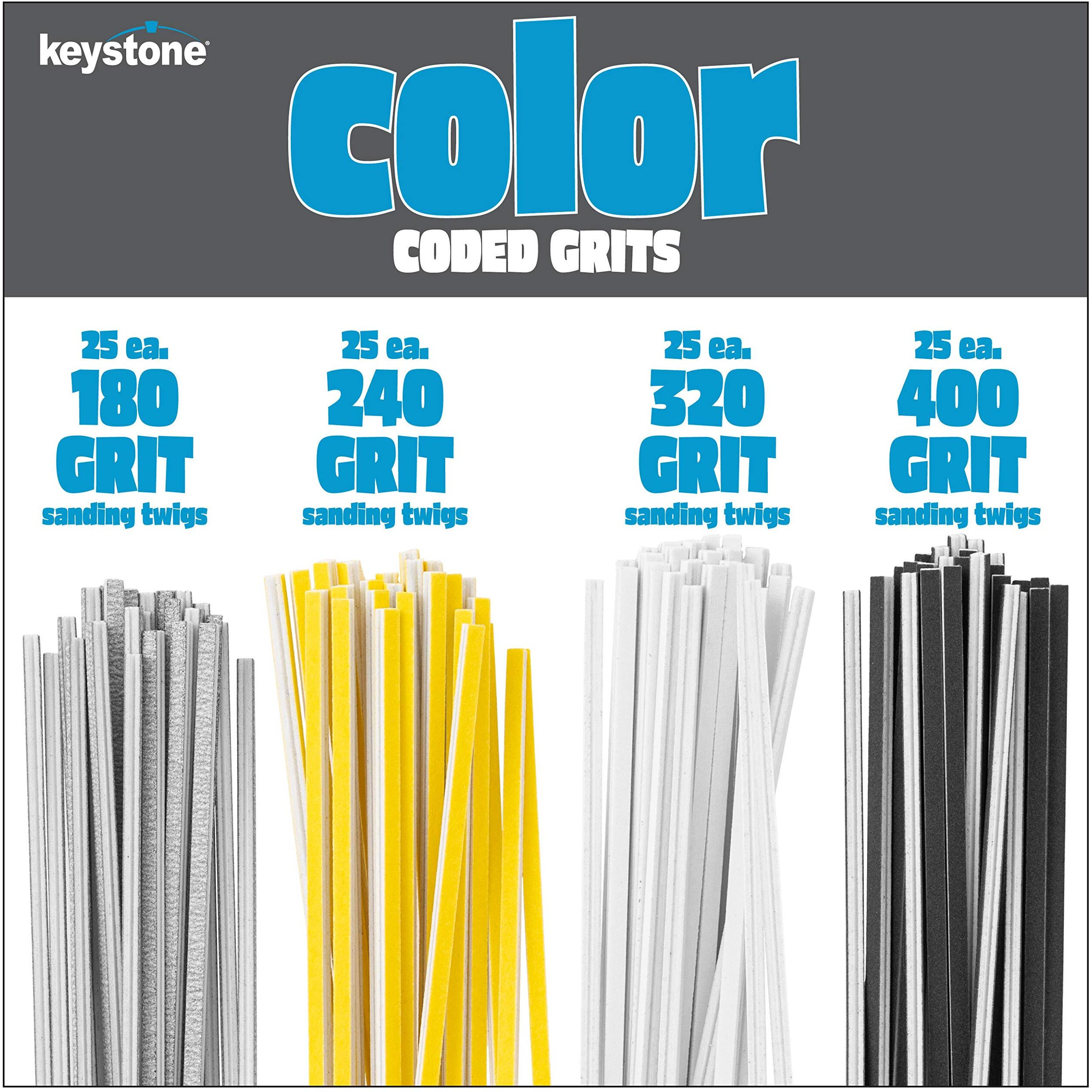 Keystone 100 Fine Sanding Twig Assortment Pack With 4 Different Color Coded Abrasive Grits