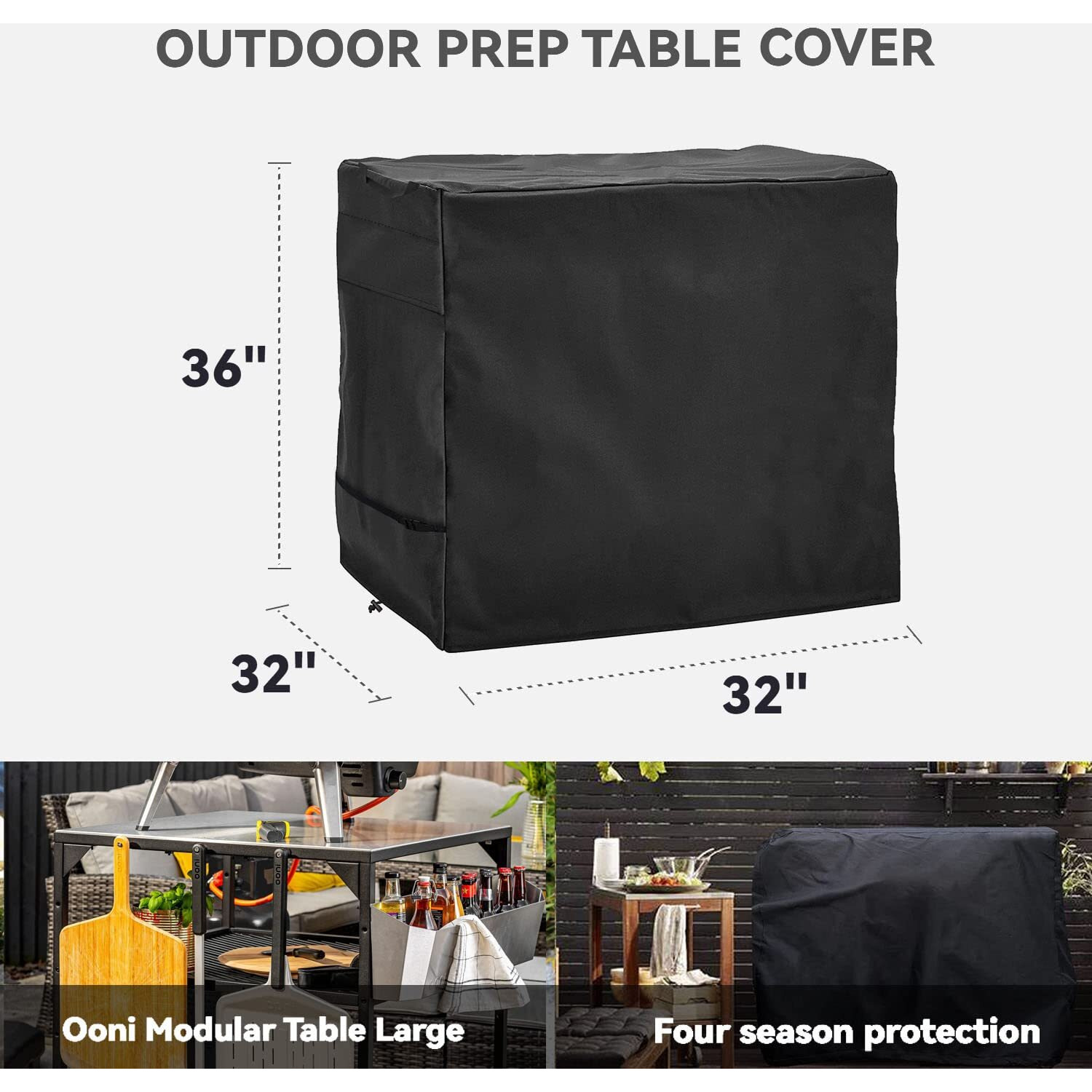 Wnanan Outdoor Pizza Oven Table Cover - Heavy Duty Waterproof Cover For Ooni Large Table Black
