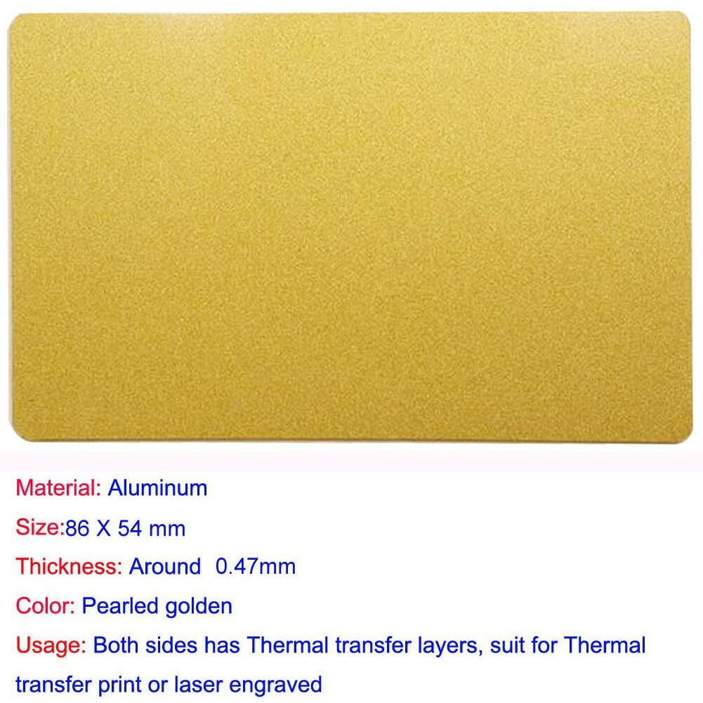 Ebamaz Sublimation Print Metal Business Cards Tablet Thick 86X54Mm Pack Of 10Pcs (Aluminum 0.45Mm Thickness  Pearled Golden  Blank)