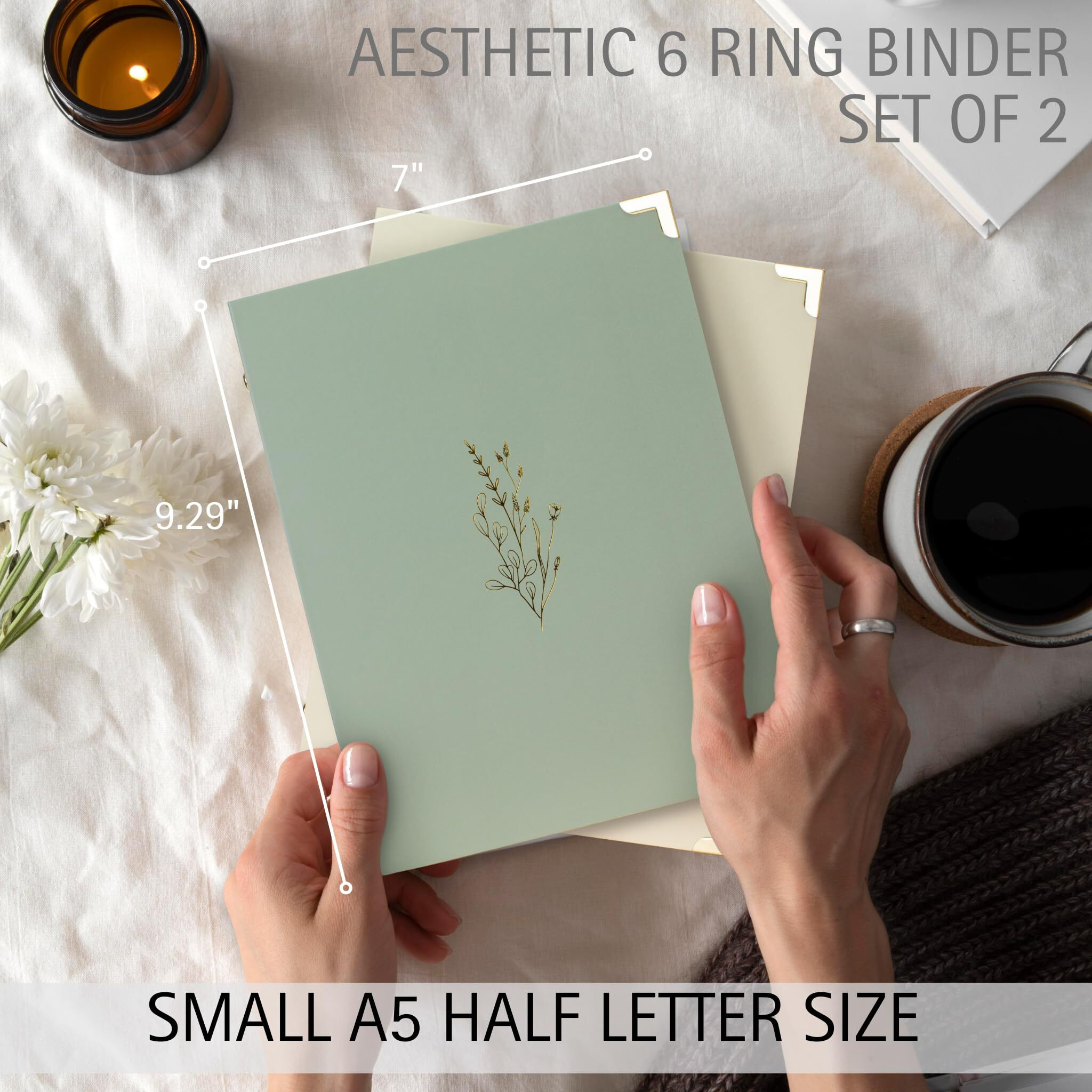 Aesthetic 6 Ring A5 Binder Set Of 2 - The Perfect Small 0.75 Inch Planner Binder For Journaling Or Collections - Refillable Notebook Binder With Pocket