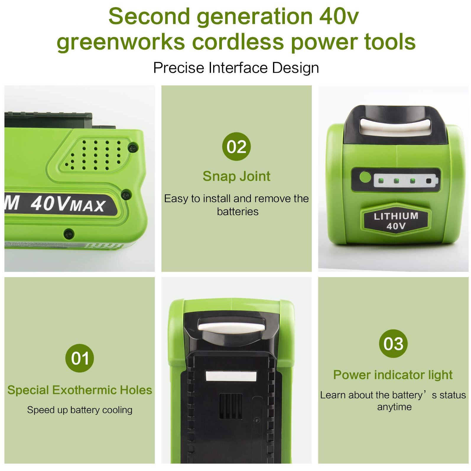 Fancy Buying 40V 6.0Ah Battery Replacement For Greenworks G-Max 40V Power Tools 29462 29252 20202 22262 25312 25322 20642 22272 27062 21242 (2 Pack)