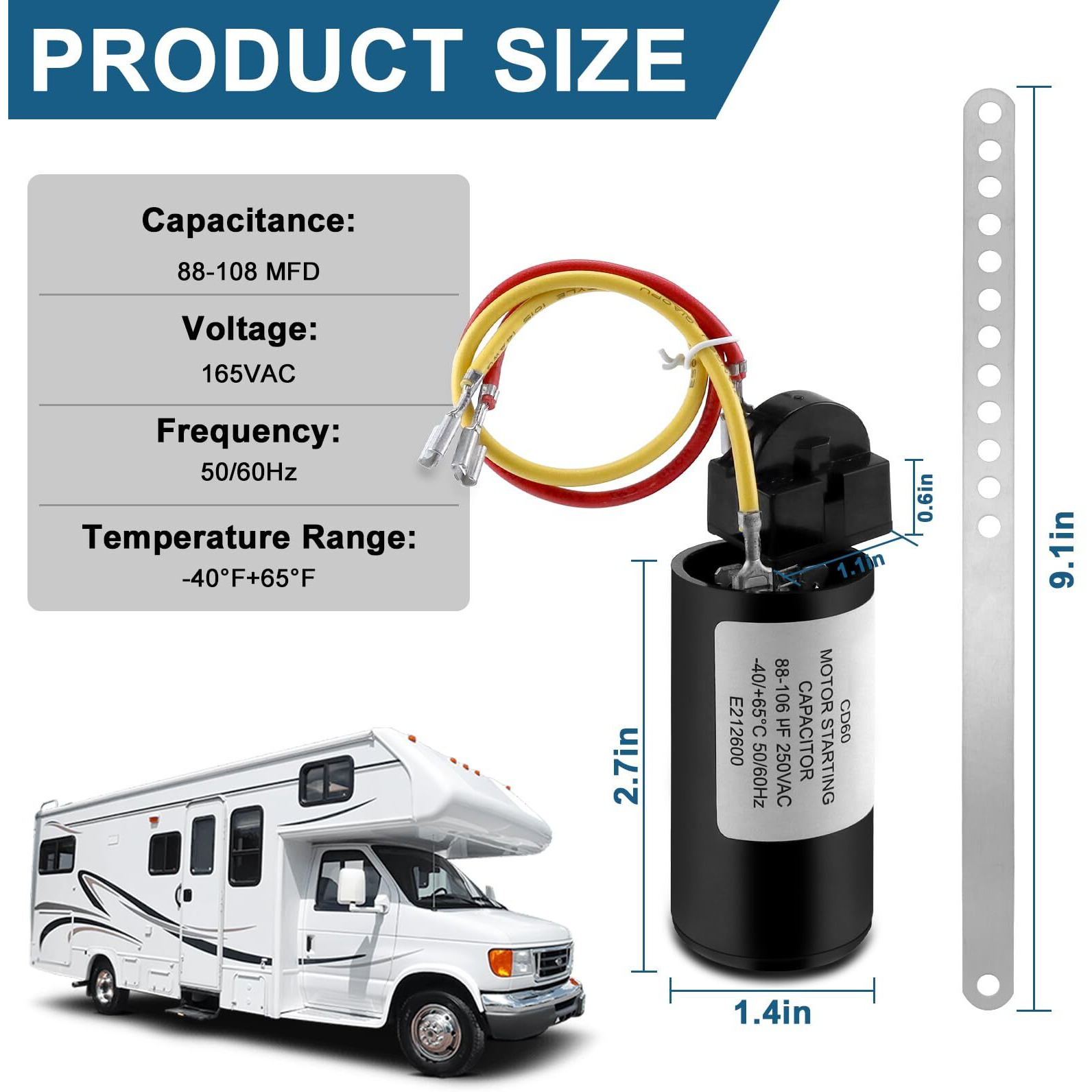 8333A9021 Air Conditioner Hard Start Kit By Ami Parts Fits For Coleman Hard Start Capacitor Kit 8333A9021 Pkg 8335-9021  And 9333-9021 105620-10-70 Replacement Ac Hard Start Kit