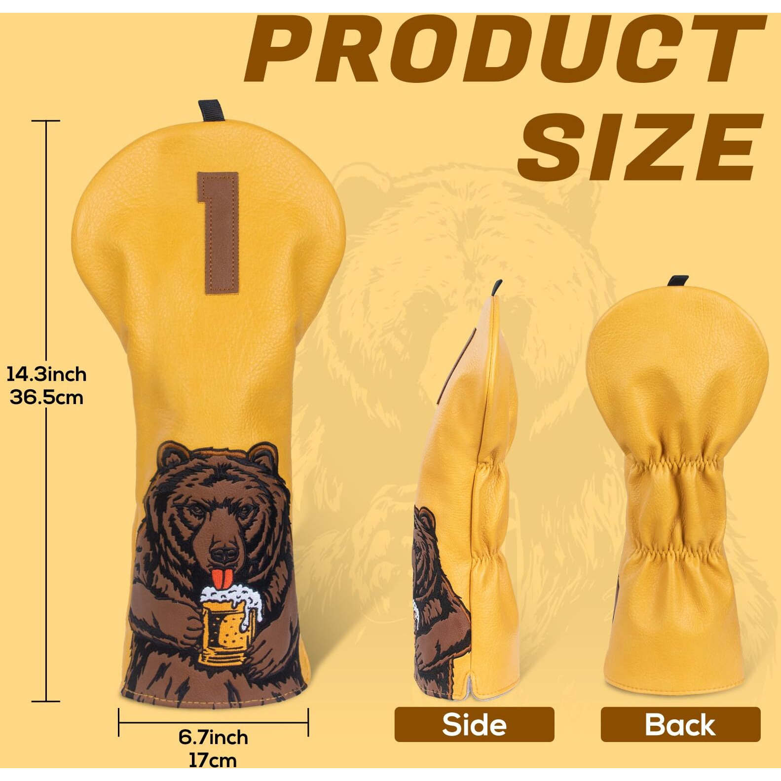 Lzfan Golf Club Head Cover Golf Head Cover Driver Headcover Fairway Wood Headcover Hybrid Club Head Cover Beer Bear (Driver)
