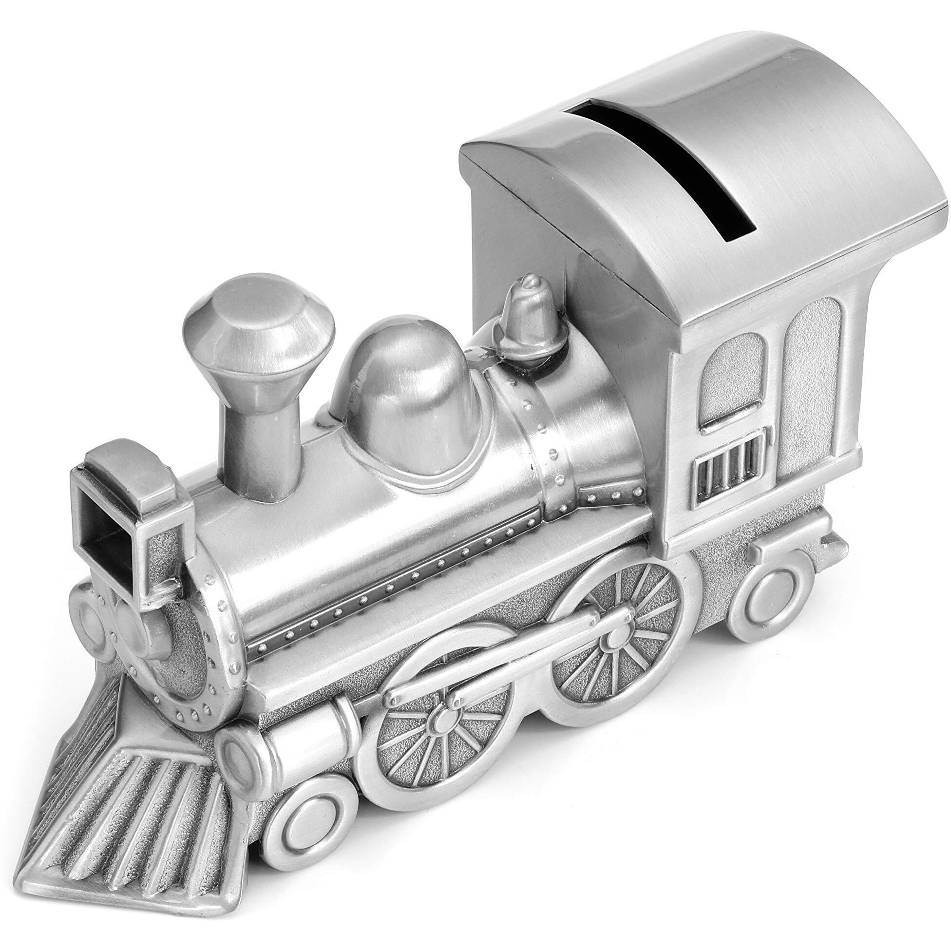 Mogoko Metal Money Bank  Cute Train Piggy Bank Silver Penny Coin Saving Box For Children