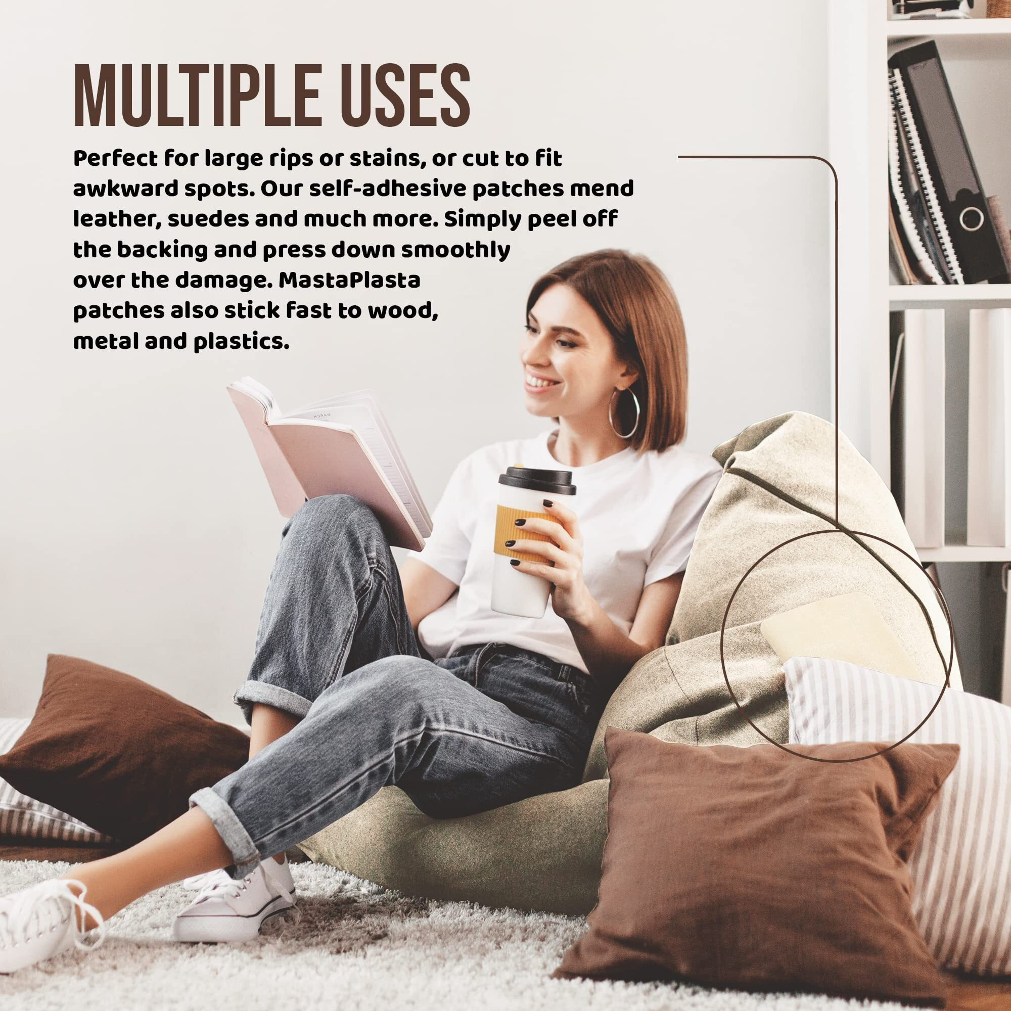 Mastaplasta Instant Upholstery Quality Self-Adhesive Repair Patch. Xl Size - Black Suede - 11In X 8In / 28Cmx20M. Easily Fix Couches  Car Seats  Bags & Other Suede  Leather And Velvet Items