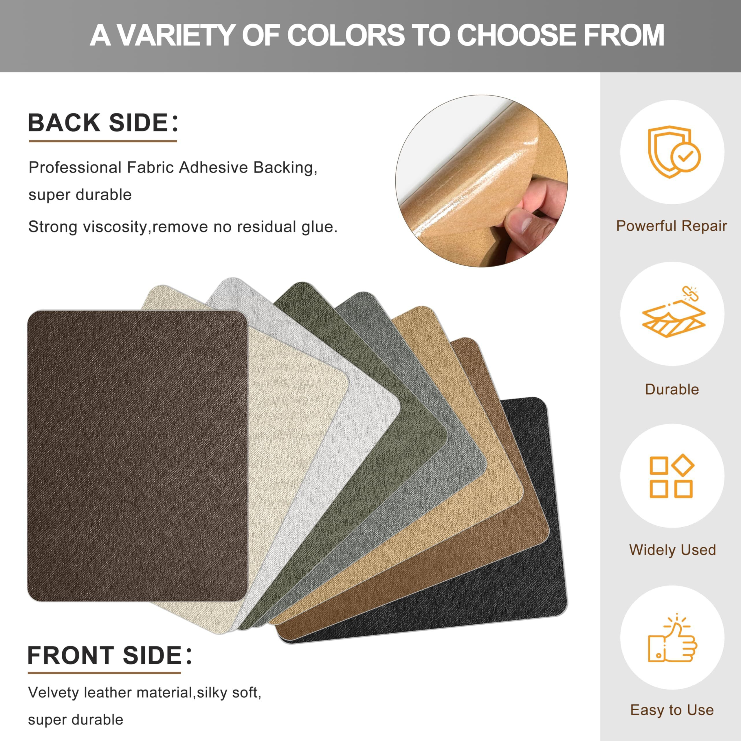 Azobur Couch Patch Repair Fabric Microfiber Fabric  Self-Adhesive  For Sofa Repair And Upholstery  2 Pieces  9.5 X 11 Inches (Dark Brown)