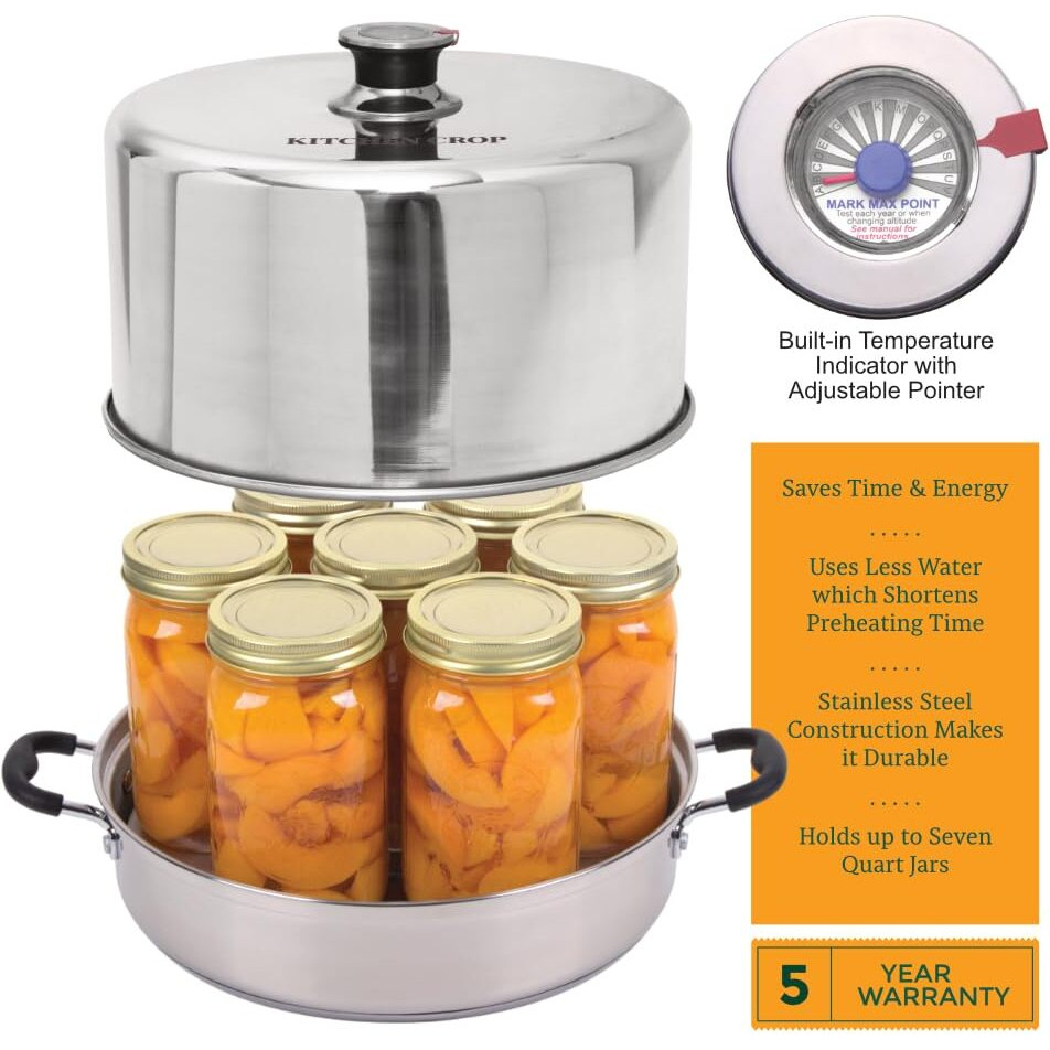 Kitchen Crop Steam Canner With Temperature Indicator (Stainless Steel Steam Canner)