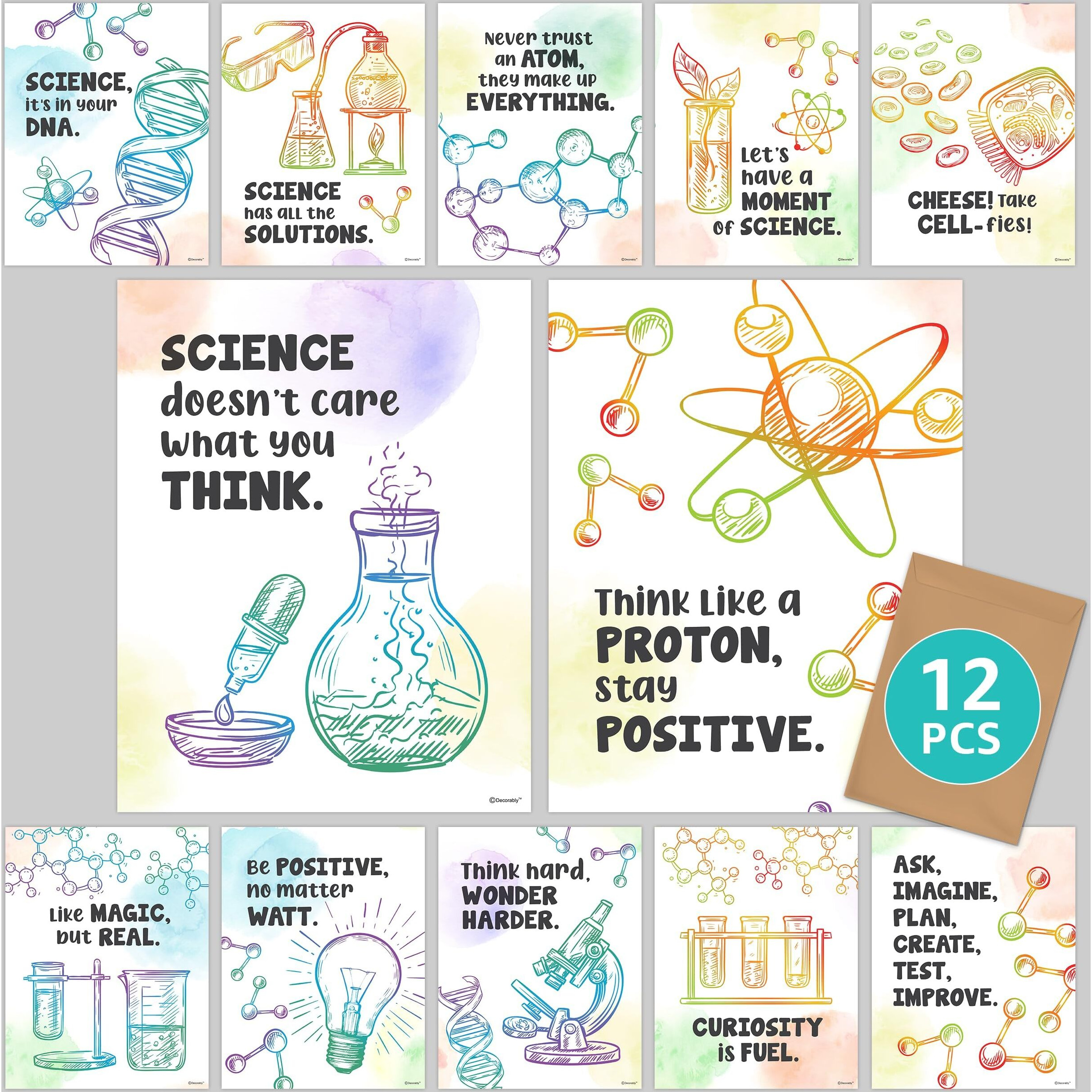 Decorably Science Quotes Posters For Classroom  12 Middle School Science Classroom Decor  8.5X11 Science Posters For Classroom Middle School Science Posters For Classroom High School