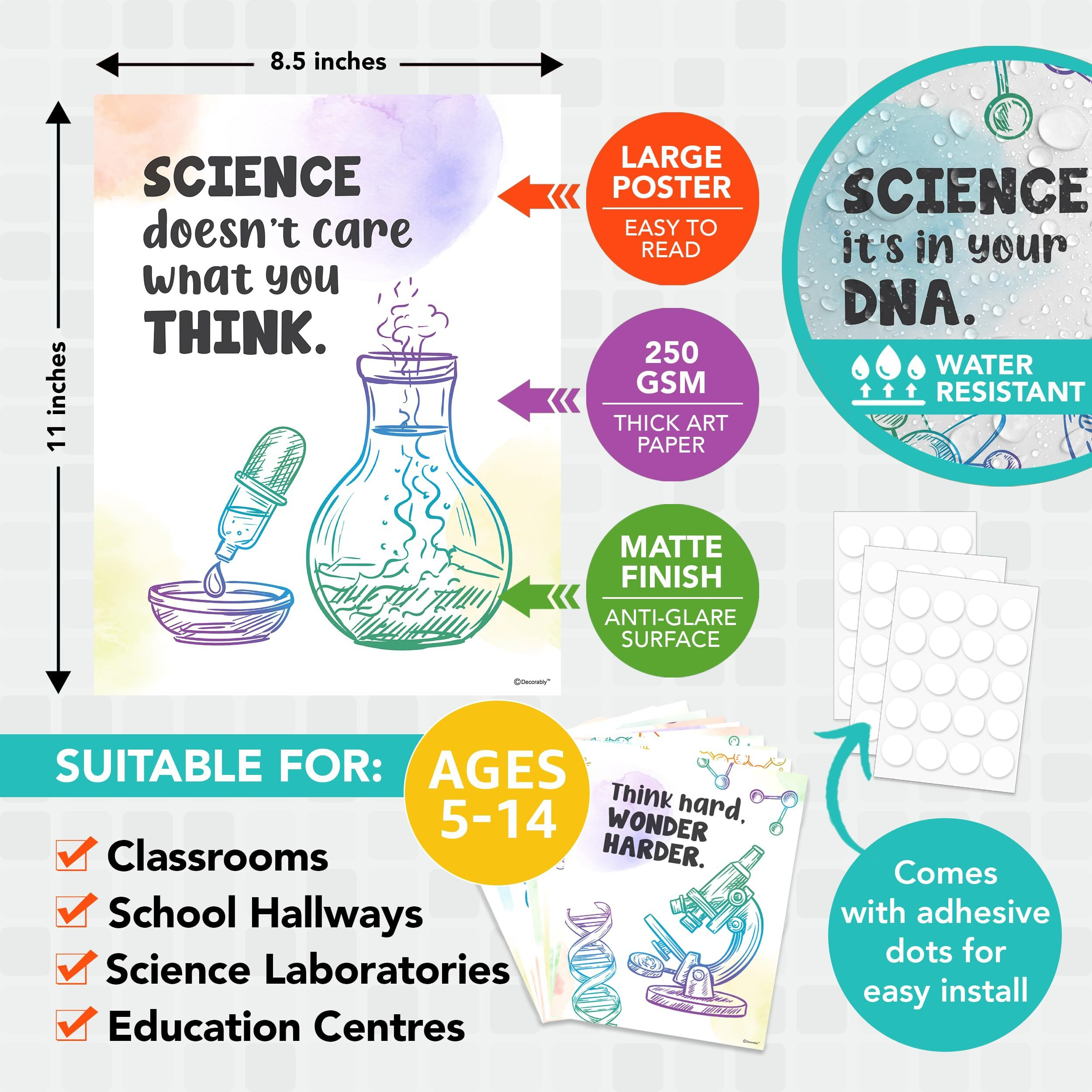 Decorably Science Quotes Posters For Classroom  12 Middle School Science Classroom Decor  8.5X11 Science Posters For Classroom Middle School Science Posters For Classroom High School