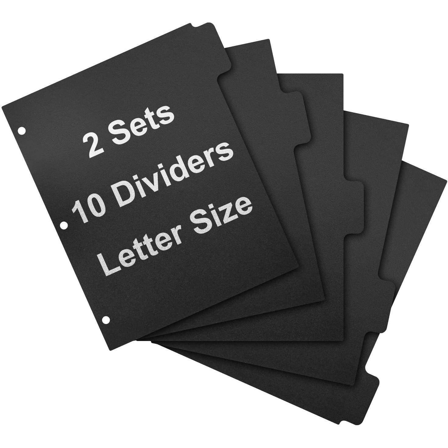 3 Ring Binder Dividers With 5-Tabs For Letter Size  1/5 Cut  3-Hole Punched  Write & Erase Plastic Binder Dividers Extra Durable Section Index Dividers For Binders  Pack Of 2 Sets  10 Dividers Total