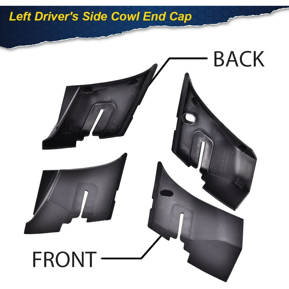 Pit66 Windshield Wiper Cowl End Panel  Compatible With 2007-2013 Chevy Silverado Truck 1500 2500 3500