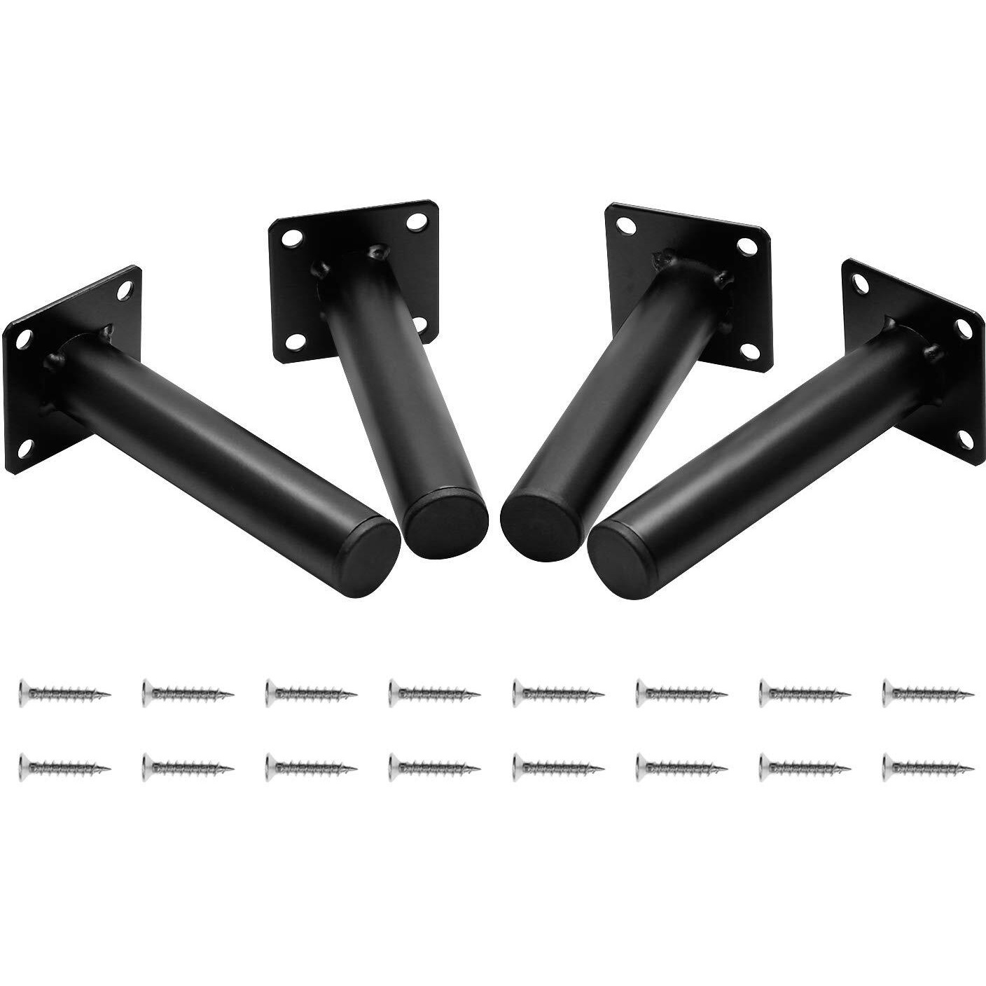 Seimneire 4Pcs Furniture Legs  Black Metal Support Foot Heavy Duty Replacement Legs For Sofa Tv Cabinet Coffee Table Bed Sideboards Cupboard Dresser - 5 Inch / 127Mm
