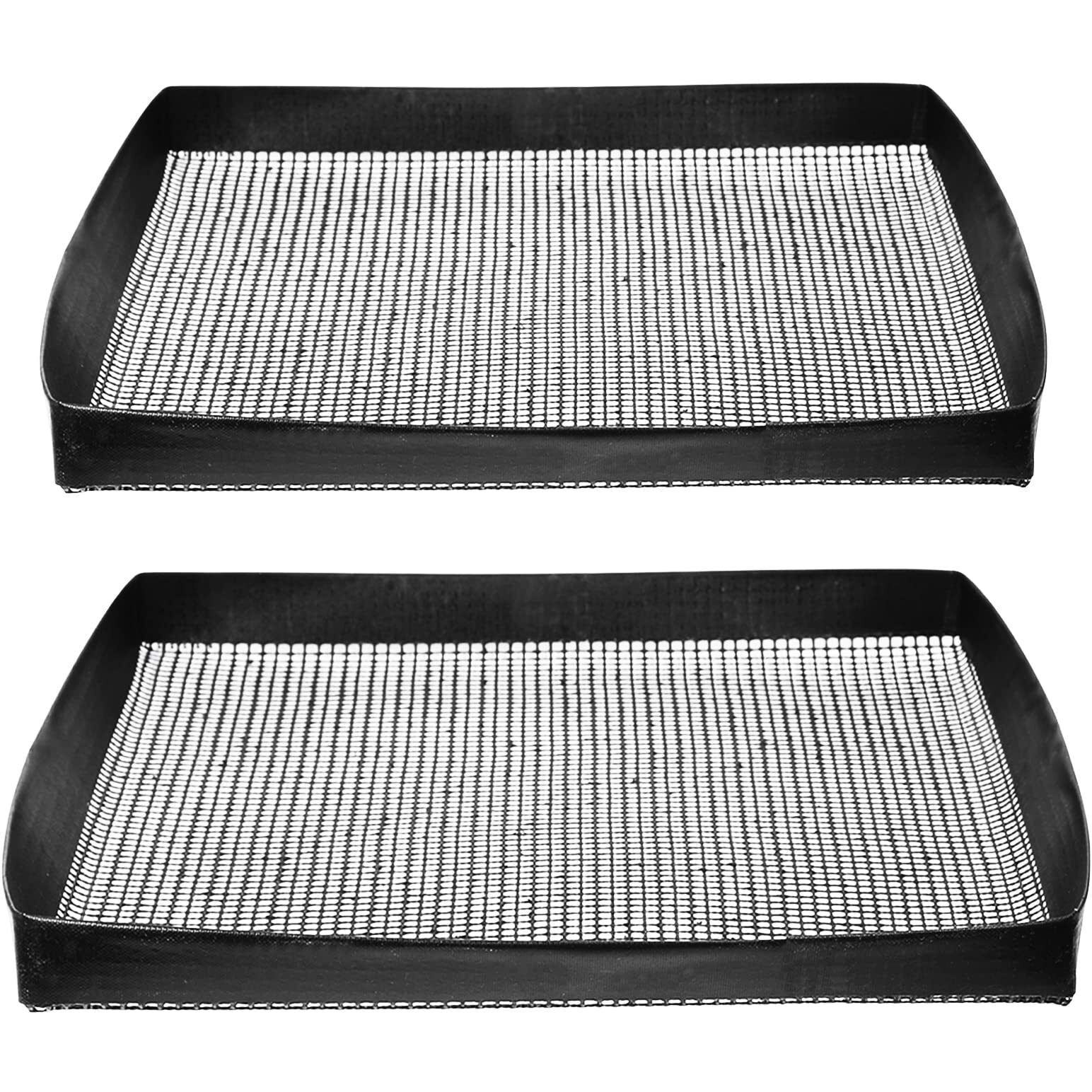 Kamehame Grill Basket Pack Of 2 Non-Stick Mesh Tray For Grilling & Baking  Black Heat-Resistant Grilling Mats For Outdoor Barbecue  Crispy Basket  Meat Vegetable Grill Mesh