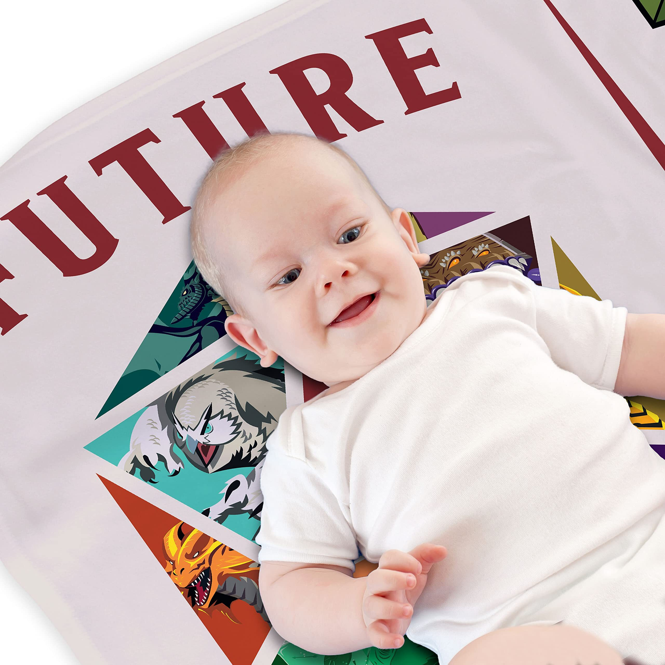 Logovision Dungeons And Dragons Baby Milestone Blanket  36"&quotX58"" Future Dungeon Master  Unisex For Baby Boy And Girl