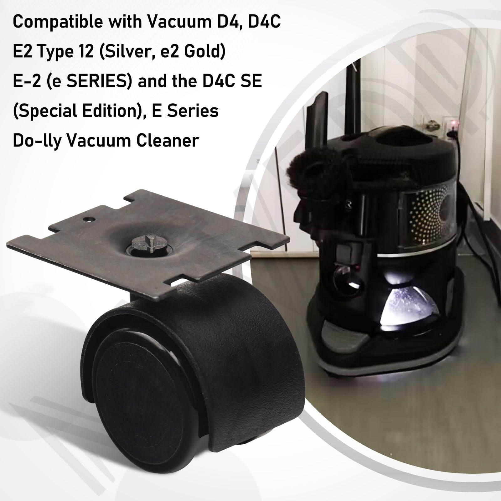 Mwedp 40 Mm Wheel/Plate Assembly Compatible With Vacuum D4 D4C Se E E2 Series Vacuum Cleaner Cart Castor Wheels (4 Pack)