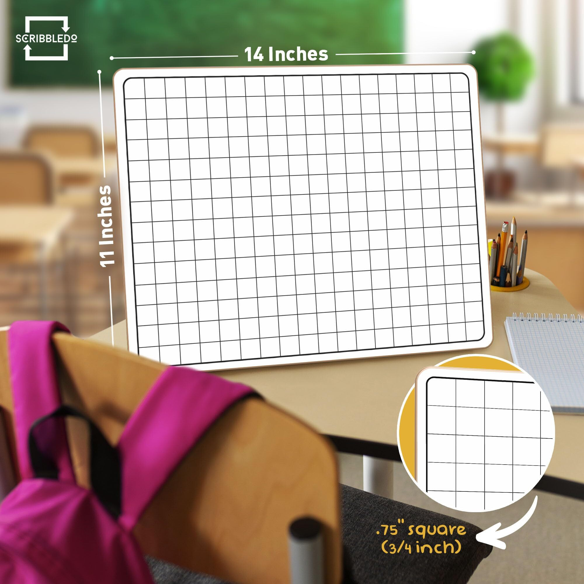 Scribbledo 11 X14  Large Graph Dry Erase Grid Board Double-Sided White Board .75  Cells Drawing Math Grid Lines Graphing Charts Whiteboard For Home School Classroom Teachers And Students