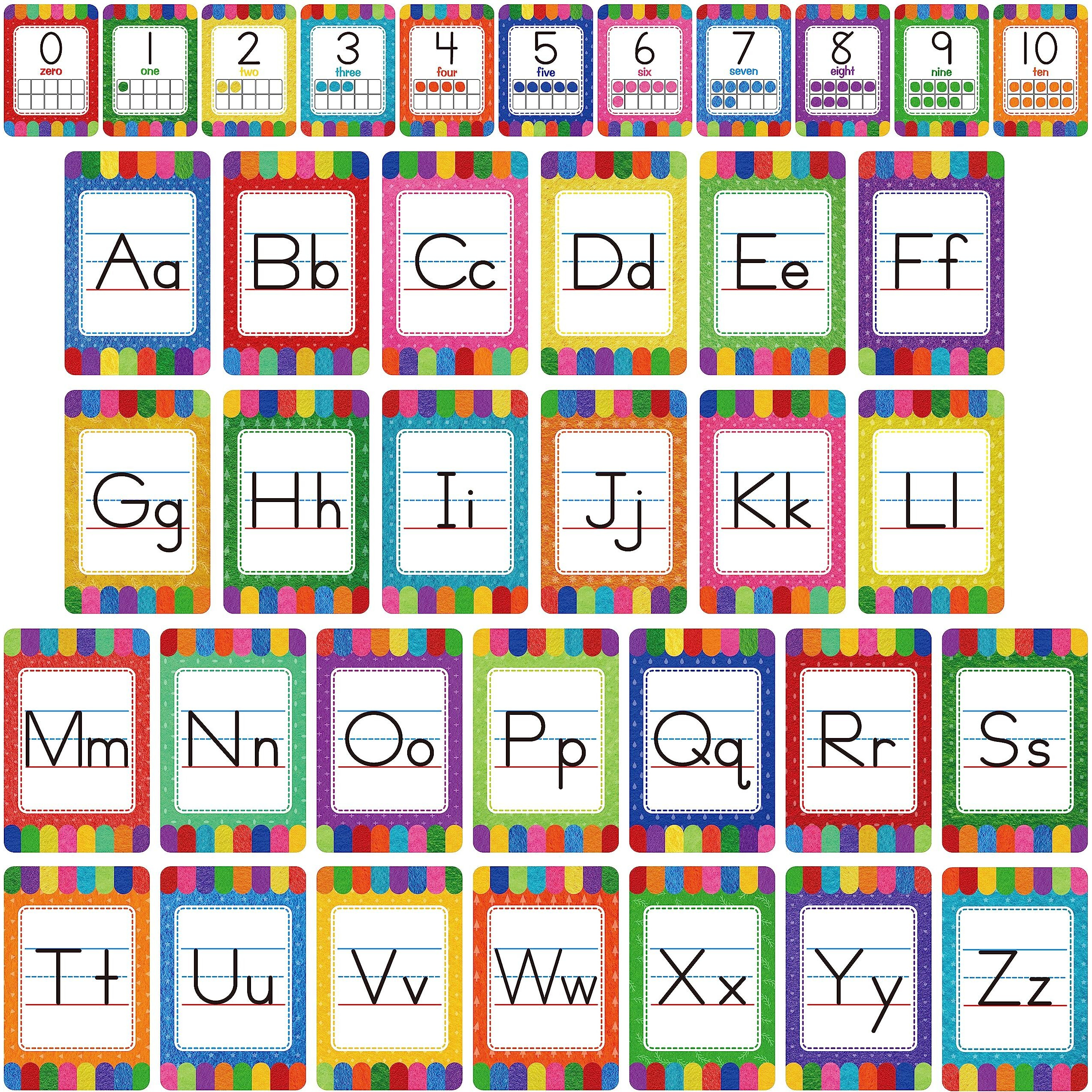 Alphabet Bulletin Board Set  37 Pcs Abc Wall Decorations 26 Upper/Lower Case Letters Plus 0-10 Numbers Small Posters For Preschool  Kindergarten Classroom Playroom Bedroom Decorations For Students