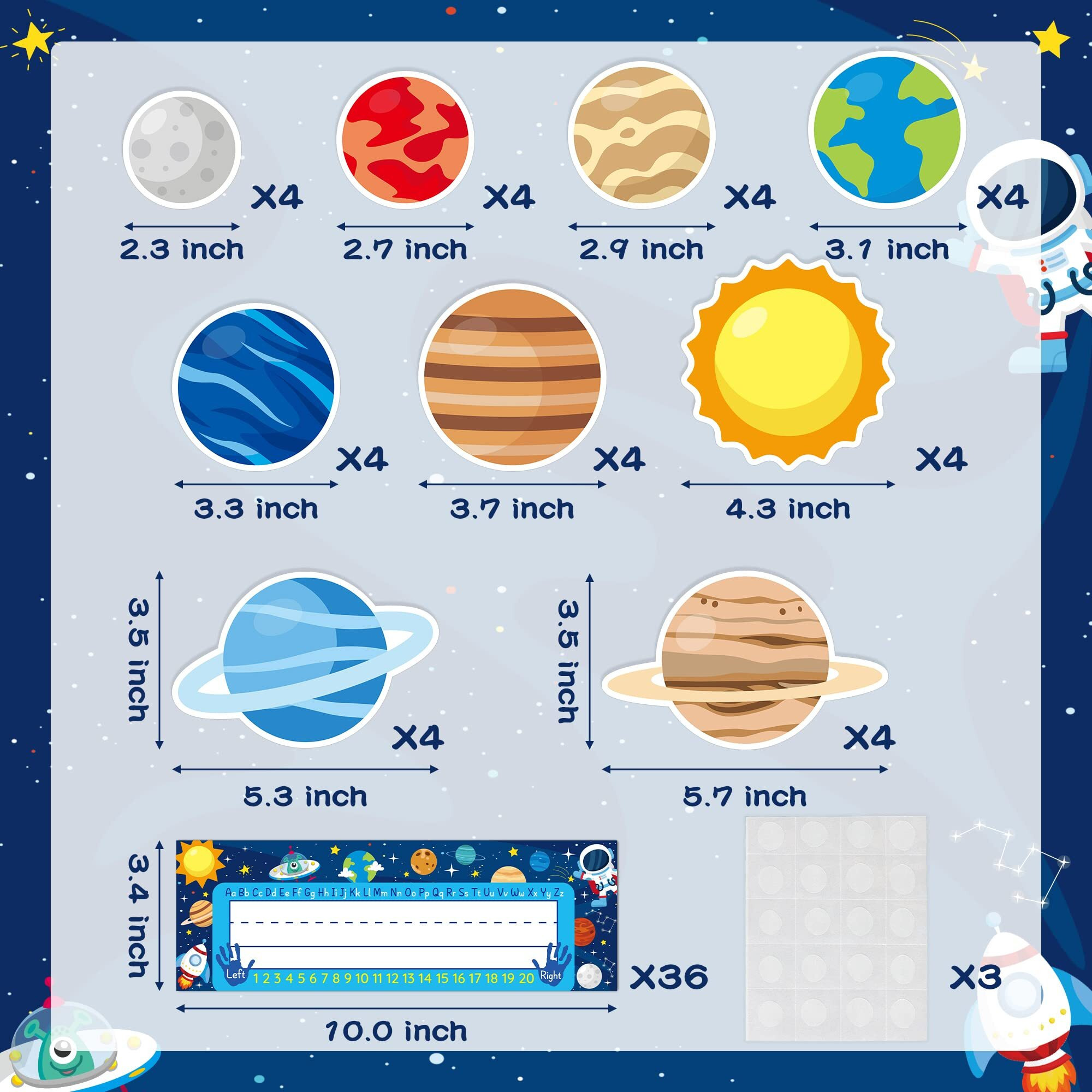 Beyumi 63Pcs Outer Space Nameplates Cutouts Solar System Student Desk Nameplates Classroom Accents Name Tags Labels Back To School Bulletin Board Decor For Teacher Elementary Preschool Kindergarten