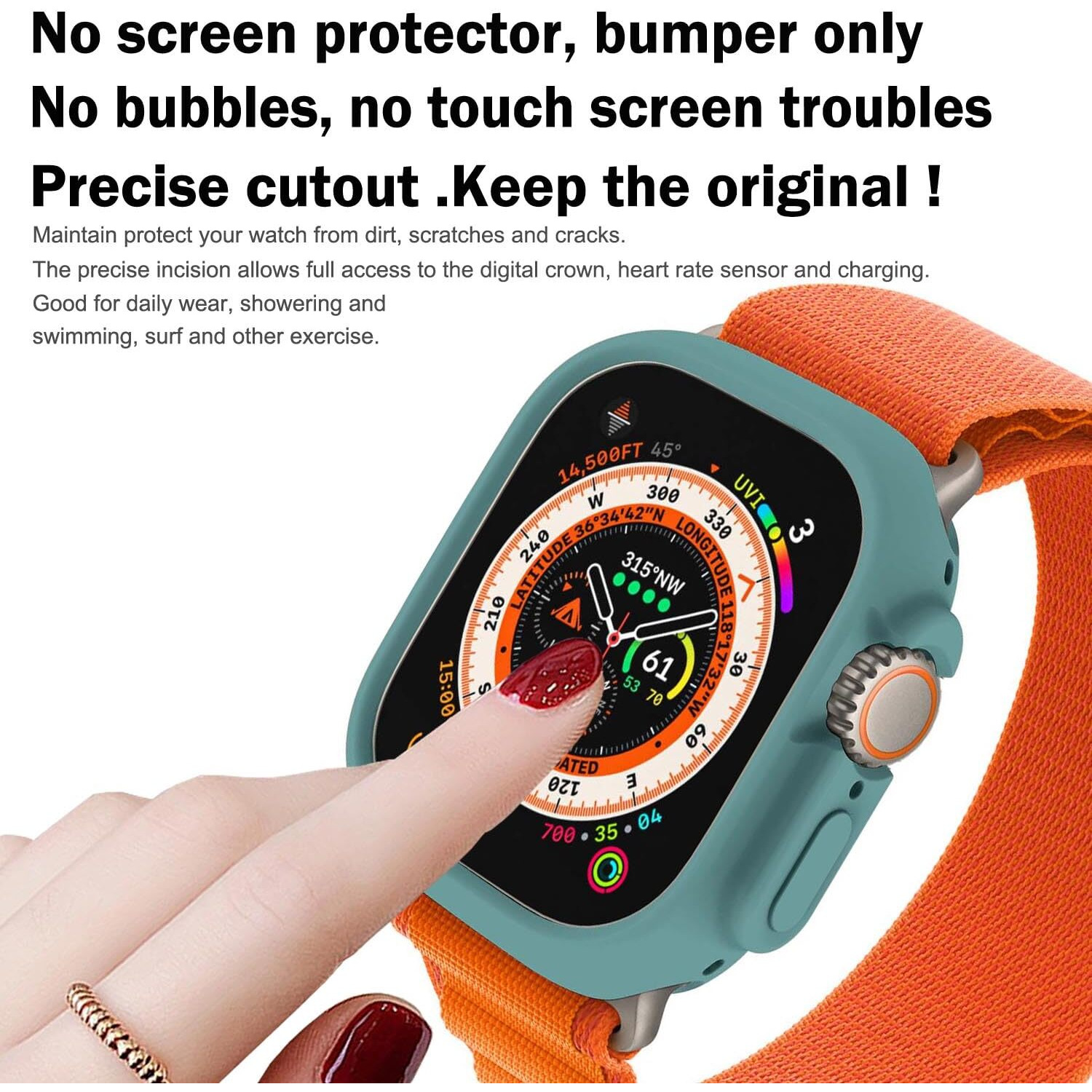 Botomall Compatible With Apple Watch Bumper Case Ultra 2 / Ultra 49Mm Soft Flexible Tpu Thin Lightweight Protective Cover For Iwatch [No Front Screen Protector]