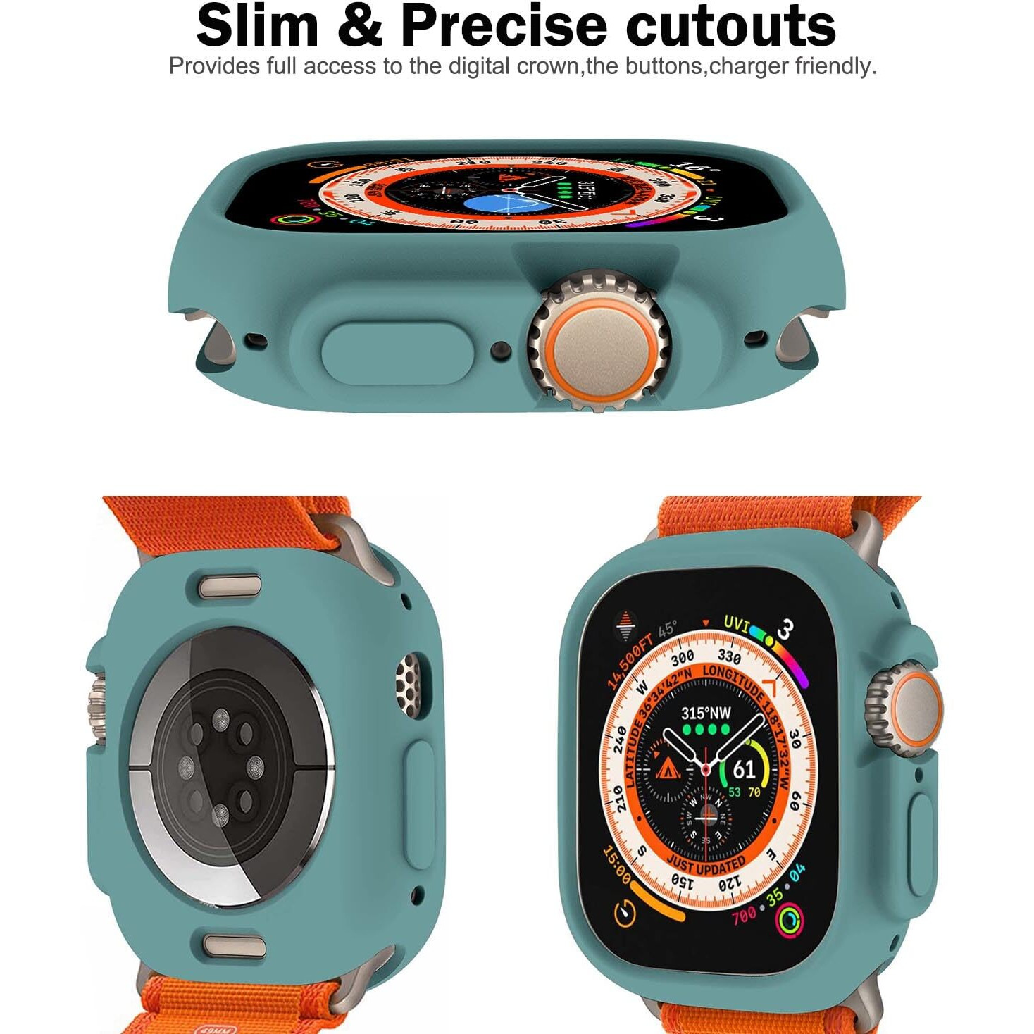 Botomall Compatible With Apple Watch Bumper Case Ultra 2 / Ultra 49Mm Soft Flexible Tpu Thin Lightweight Protective Cover For Iwatch [No Front Screen Protector]