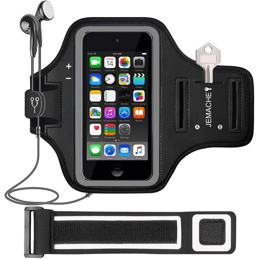 Ipod Touch 7Th 6Th 5Th Generation Armband. Jemache Gym Running Exercises Workouts Sport Arm Band Case For Ipod Touch 7/6/5/4 Generation With Key Holder (Black)