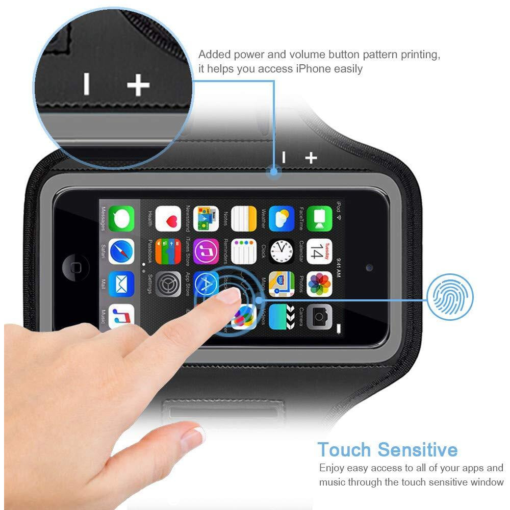 Ipod Touch 7Th 6Th 5Th Generation Armband. Jemache Gym Running Exercises Workouts Sport Arm Band Case For Ipod Touch 7/6/5/4 Generation With Key Holder (Black)