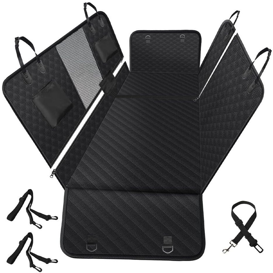 Vailge 6 In 1 Car Seat Cover For Back Seat  60/40 Split  100% Waterproof With Mesh Window  Scratch Prevent Anti-Slip Dog Hammock  Large