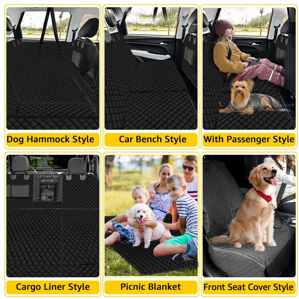 Vailge 6 In 1 Car Seat Cover For Back Seat  60/40 Split  100% Waterproof With Mesh Window  Scratch Prevent Anti-Slip Dog Hammock  Large