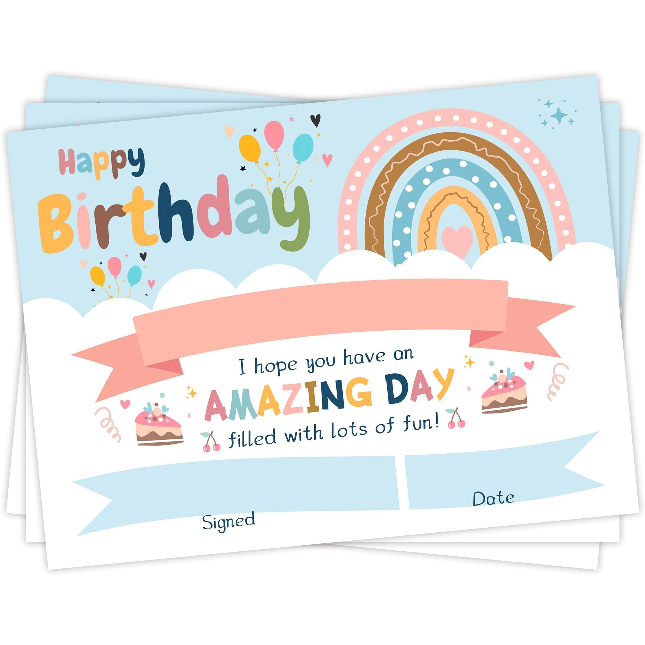 Lesnala 50 Pcs Boho Birthday Printable Certificates For Kids Classroom Birthday Gifts For Children Teachers And Students  Parents And Children  End Of Semester  Back To School Home Study Supplies (Rai