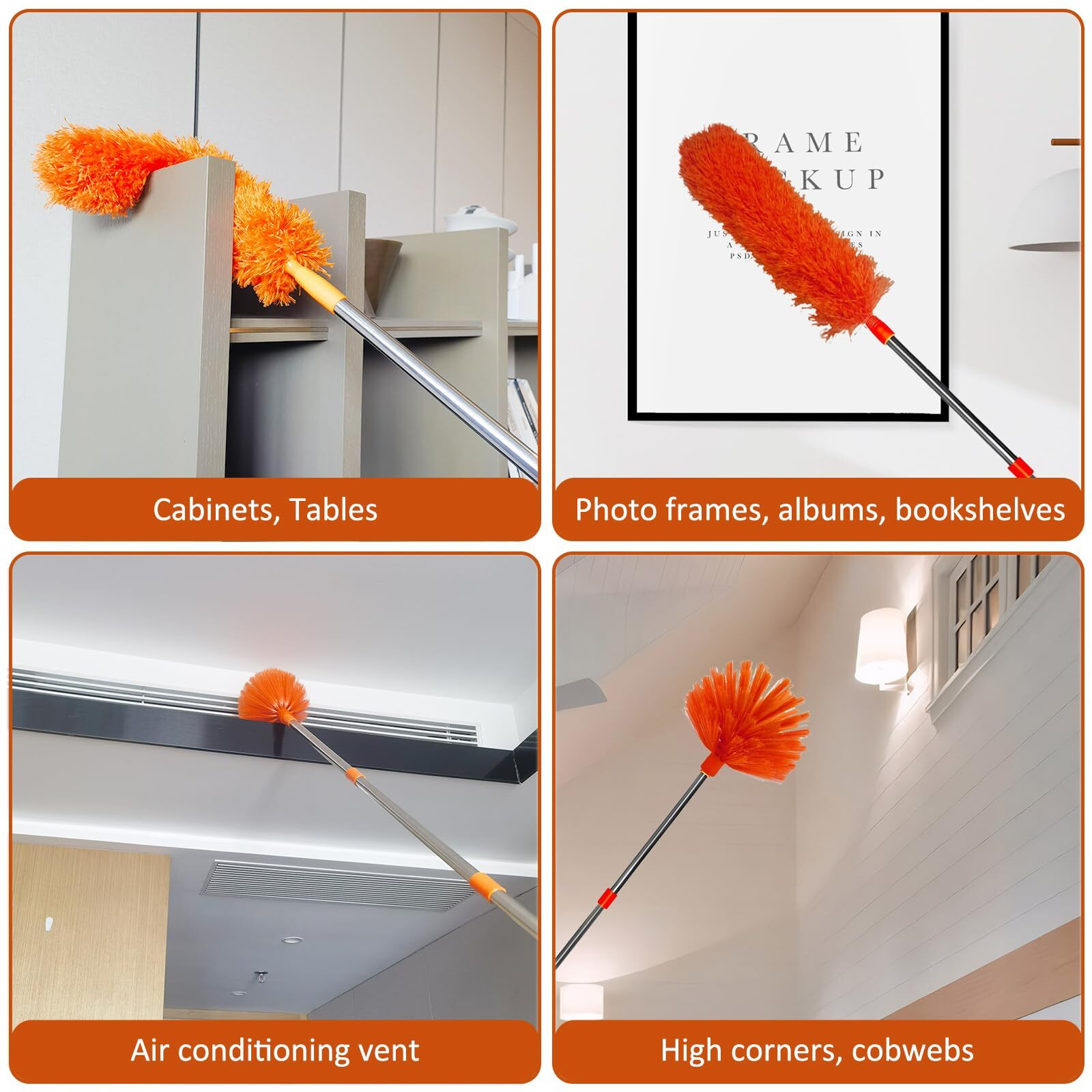 20 Feet High Reach Duster Kit With 2-14 Ft Extension Pole  Cobweb & Corner Brush Cleaning Duster Kit For Cleaning  Microfiber Feather Duster Cleaner With Washable Head For Ceiling Fan  Furniture  Home