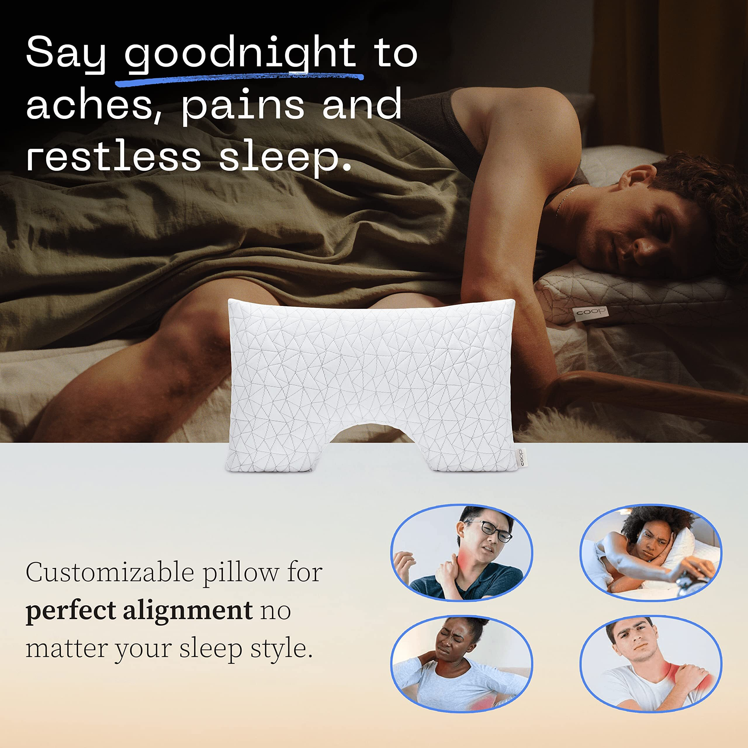 Coop Home Goods Original Cut-Out Adjustable Pillow  Queen Size Bed Pillows For Neck & Head Support  Memory Foam Pillows - Medium Firm For Side Sleeper  Certipur-Us/Greenguard Gold