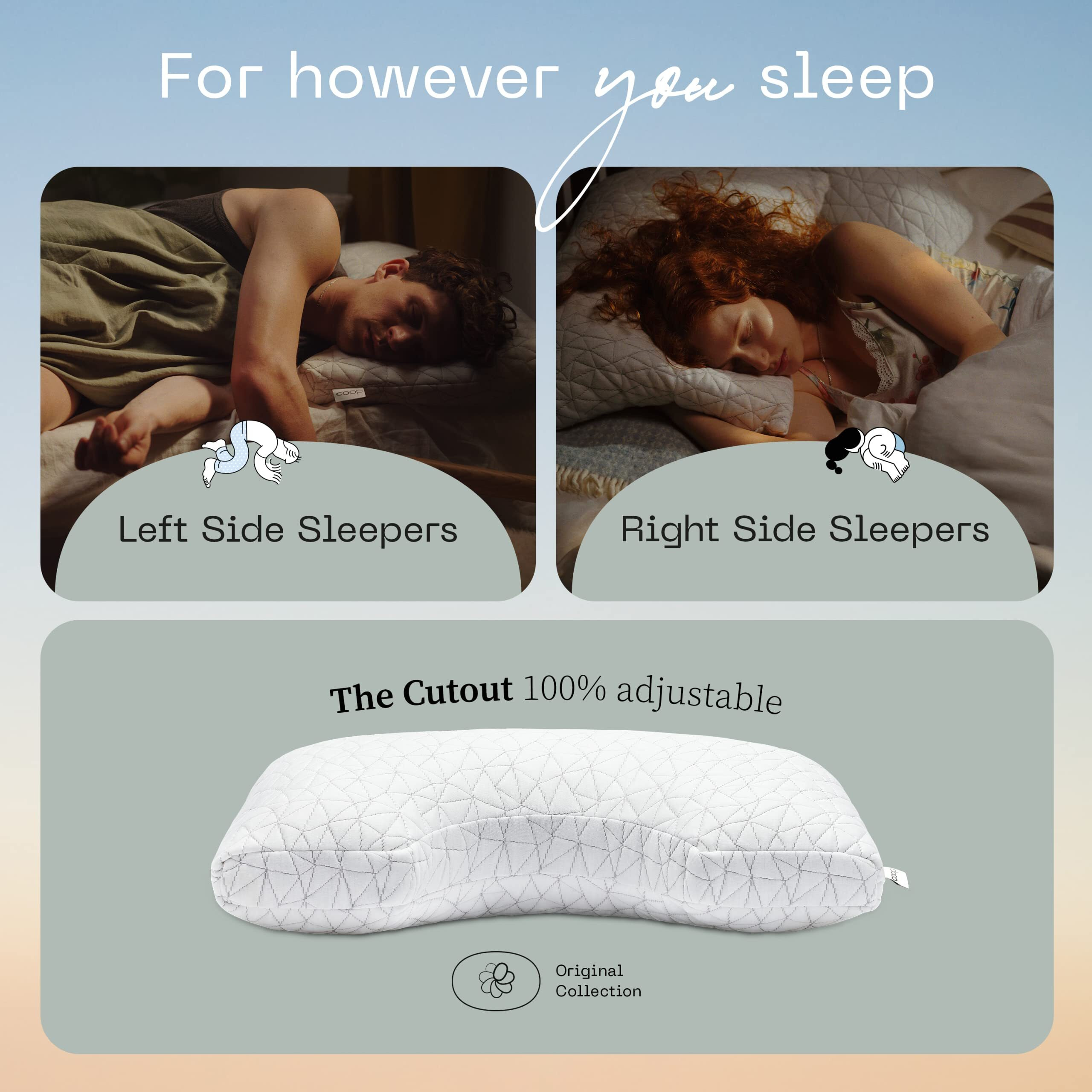 Coop Home Goods Original Cut-Out Adjustable Pillow  Queen Size Bed Pillows For Neck & Head Support  Memory Foam Pillows - Medium Firm For Side Sleeper  Certipur-Us/Greenguard Gold