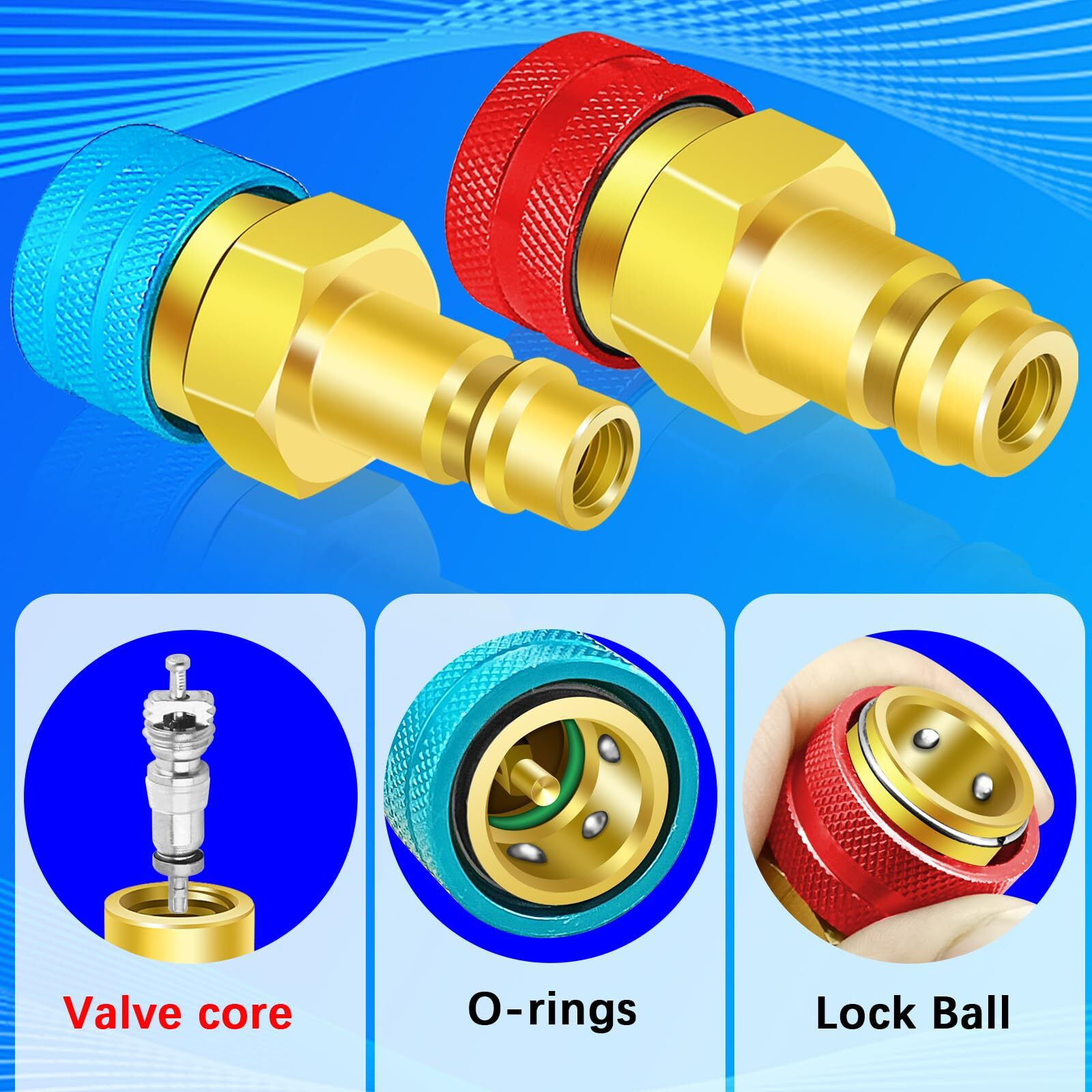 R1234Yf To R134A Adapter  1234Yf To 134A Adapter Kit  R1234Yf To R134A Conversion Adapters  High/Low Pressure Side R134A Adapter Convert To R1234Yf  For Car Air-Conditioning R1234Yf System Charging