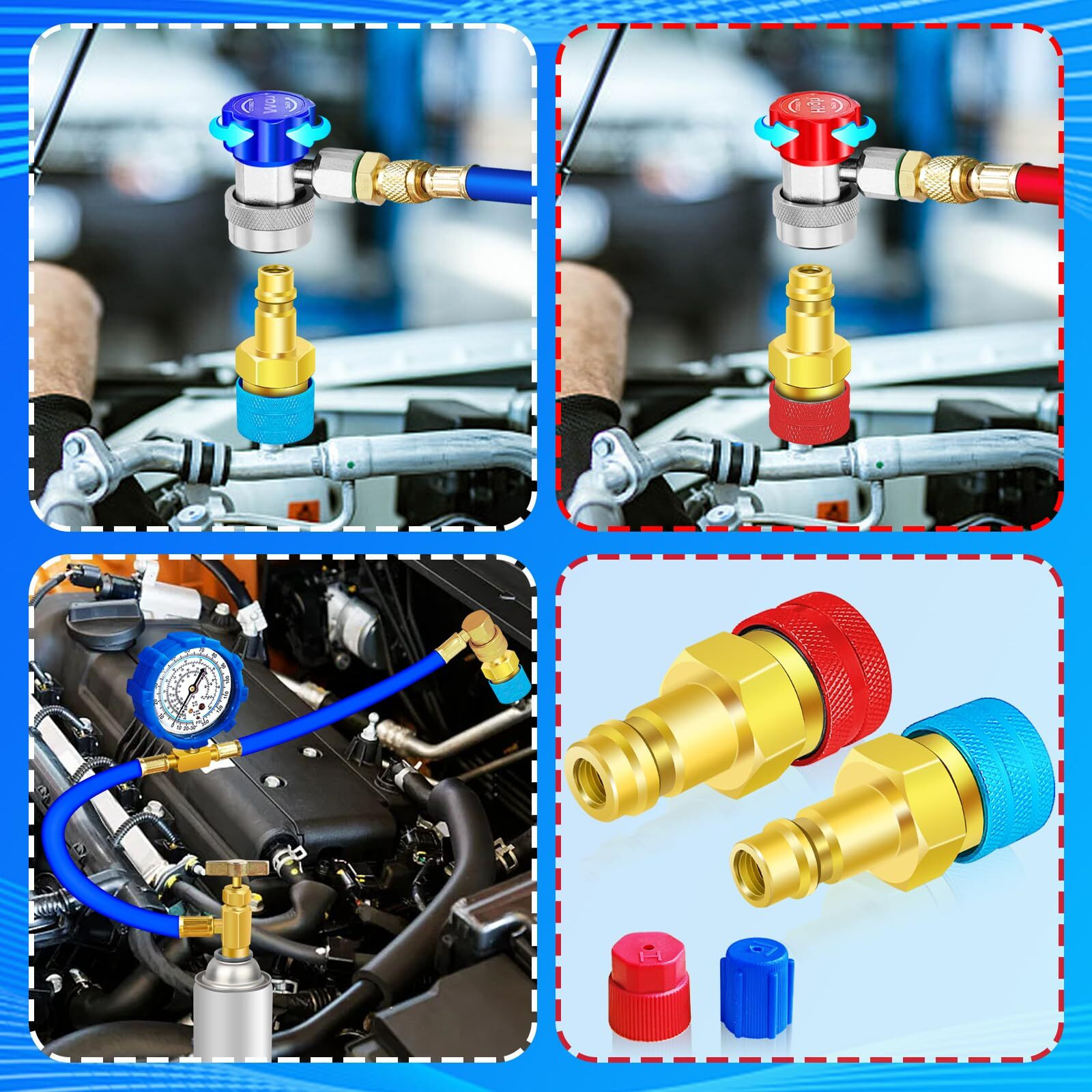 R1234Yf To R134A Adapter  1234Yf To 134A Adapter Kit  R1234Yf To R134A Conversion Adapters  High/Low Pressure Side R134A Adapter Convert To R1234Yf  For Car Air-Conditioning R1234Yf System Charging