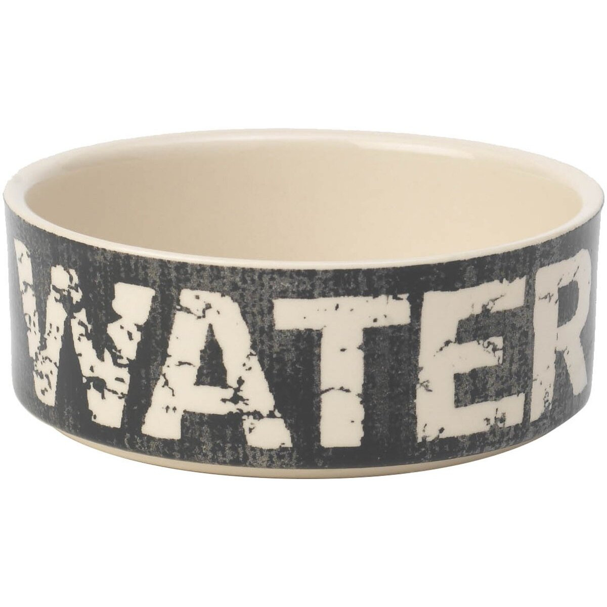 Petrageous 10001 Vintage Stoneware Dog Water Bowl With 2 Cup Capacity 5 Inch Diameter By 2 Inch Tall Great For Small And Medium Sized Dogs And Cats  Black And Natural