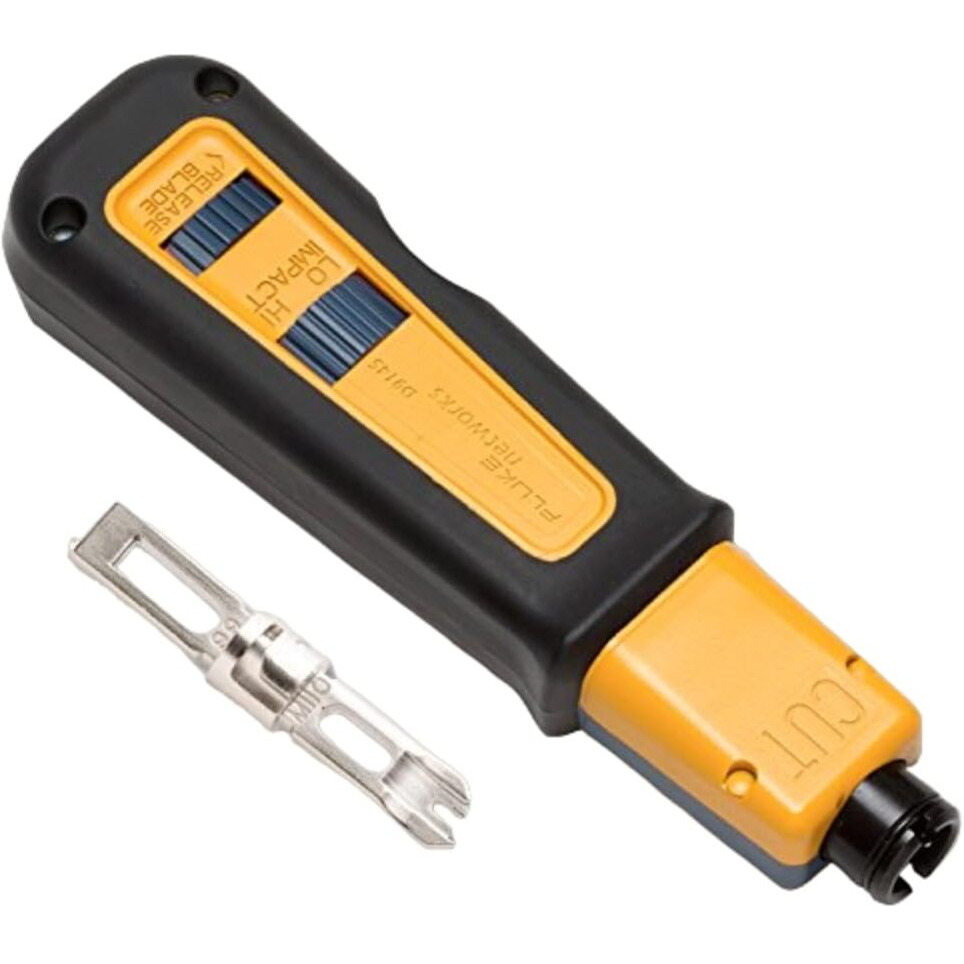 Fluke Networks 10061810 D914S Impact Punch Down Tool With Eversharp 66/110 Cut Blade  Yellow  Blue  Black