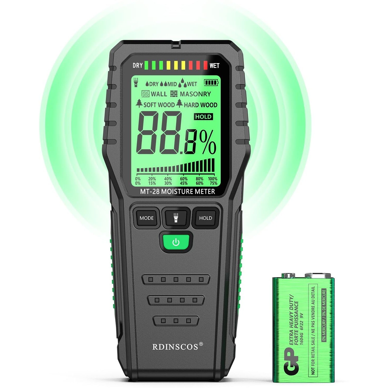 Pinless Moisture Meter For Walls Wood Moisture Meter For Lumber Floor Water Leak Detector Lumber Moisture Tester On Softwood And Hardwood Firewood  Masonry(Pinless Moisture Meter)