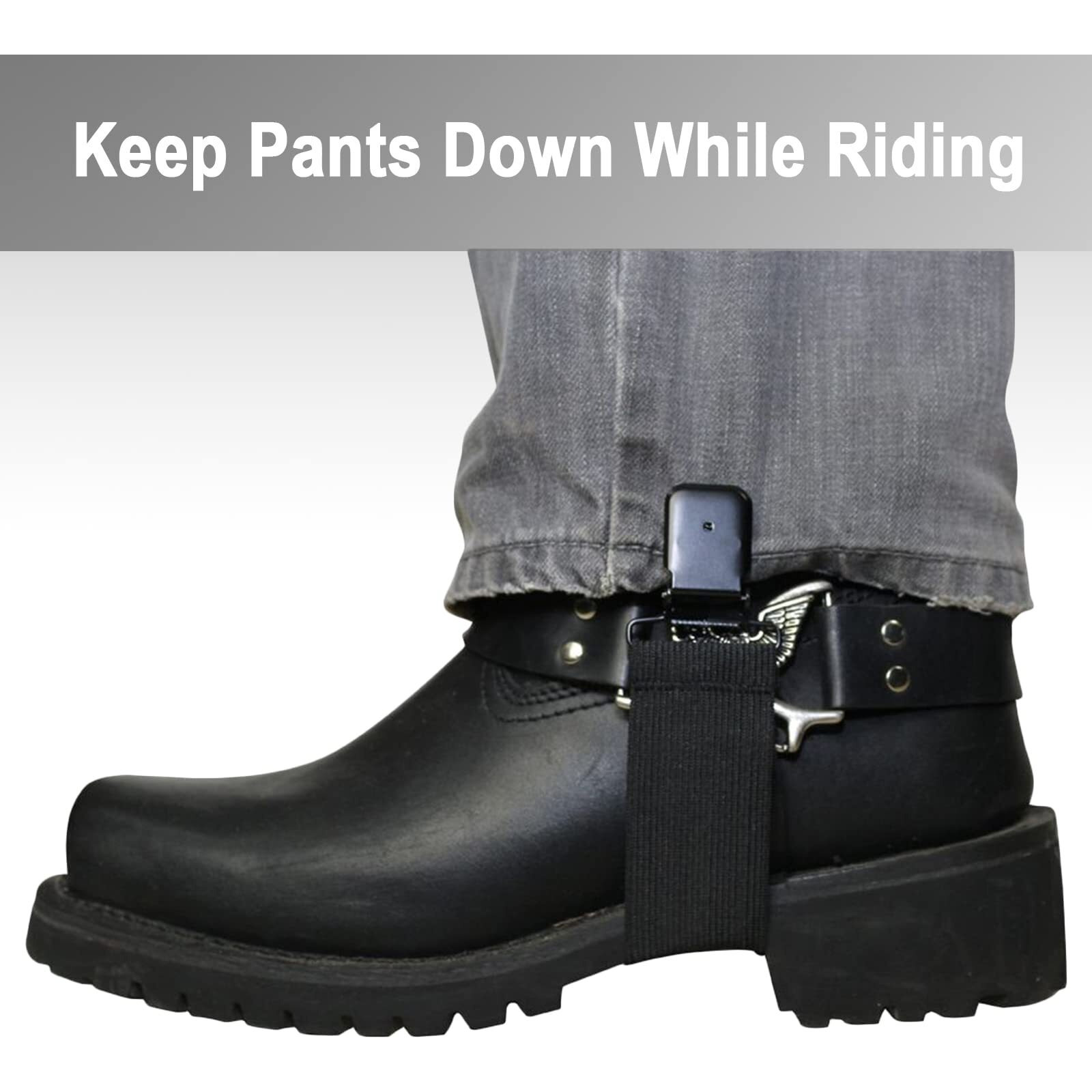 Dream Apparel Elastic Boot Straps Clips Adjustable Pant Clips Stirrups Leg Straps For Biker Women Men Motorcycle Black