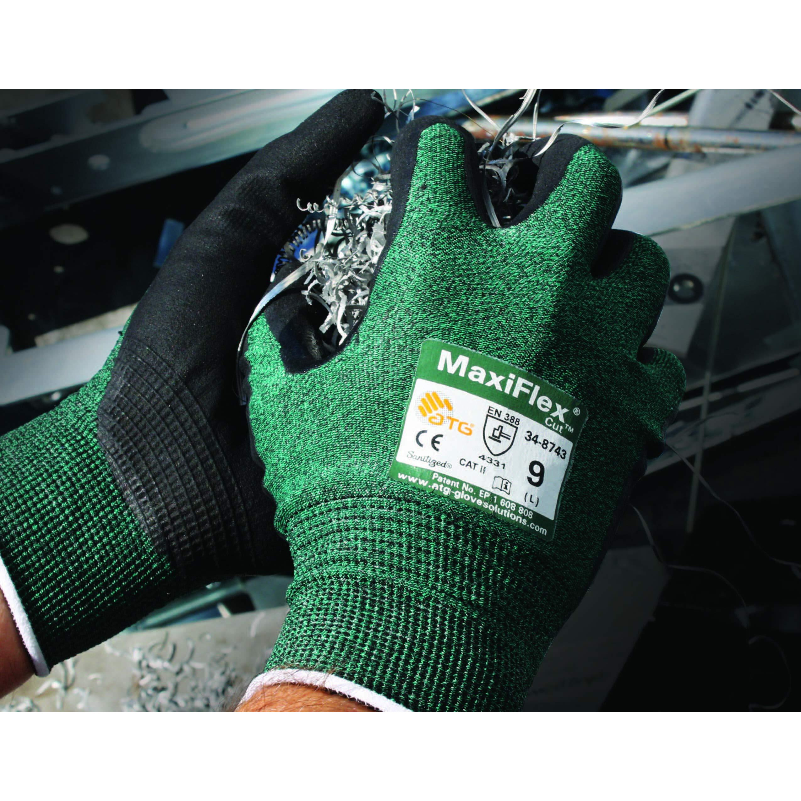 Maxiflex Pip Atg 34-8743/Xl X-Large Cut  Green Engineered Yarn  Black Gloves  3-Pack (34-8743 Xlarge 3/Pack)