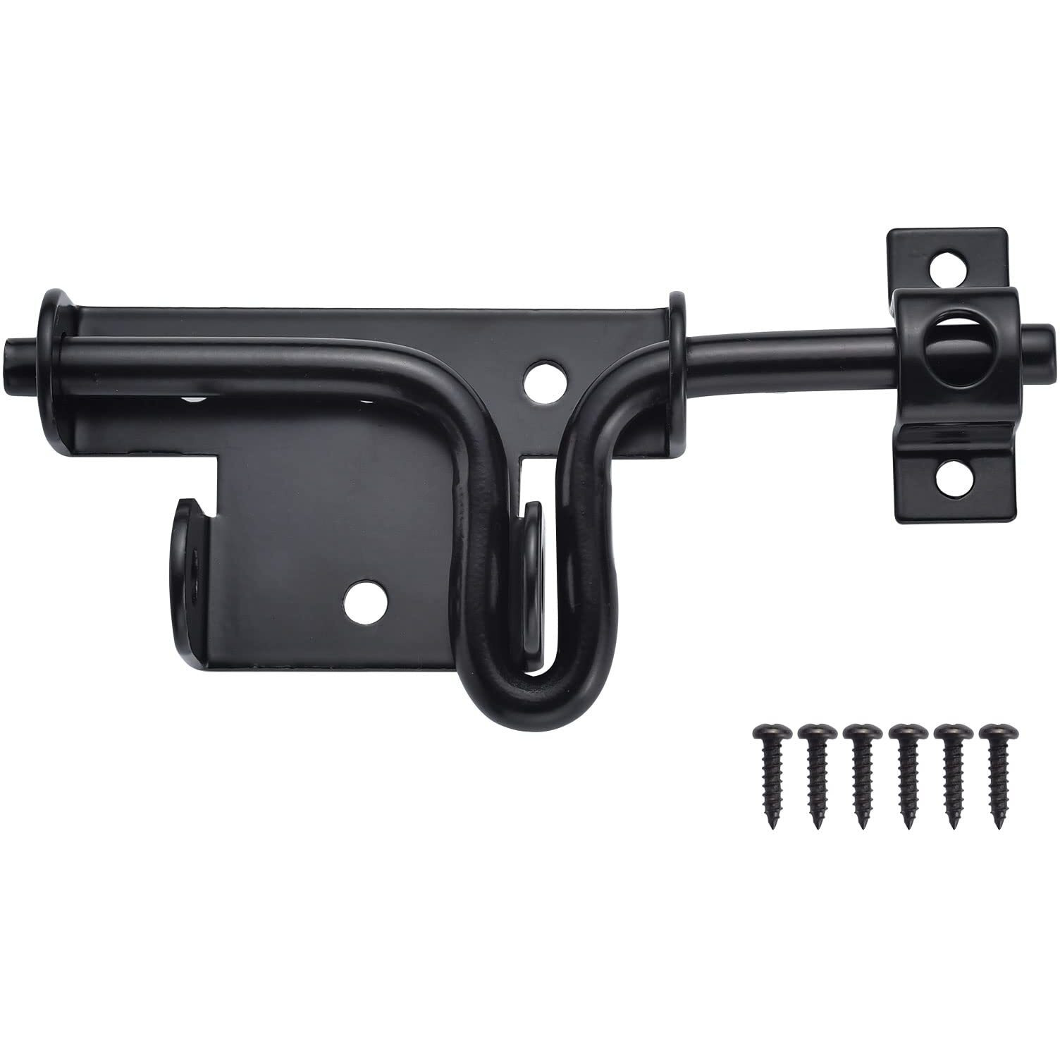Jiahoo Slide Bolt Gate Latch  Heavy Duty Door Lock With Padlock Hole  Sliding Bolt Latch Hardware For Wooden Fence  Shed Door  Pvc Fence  Barn Door  Thickened Steel  Black Finish